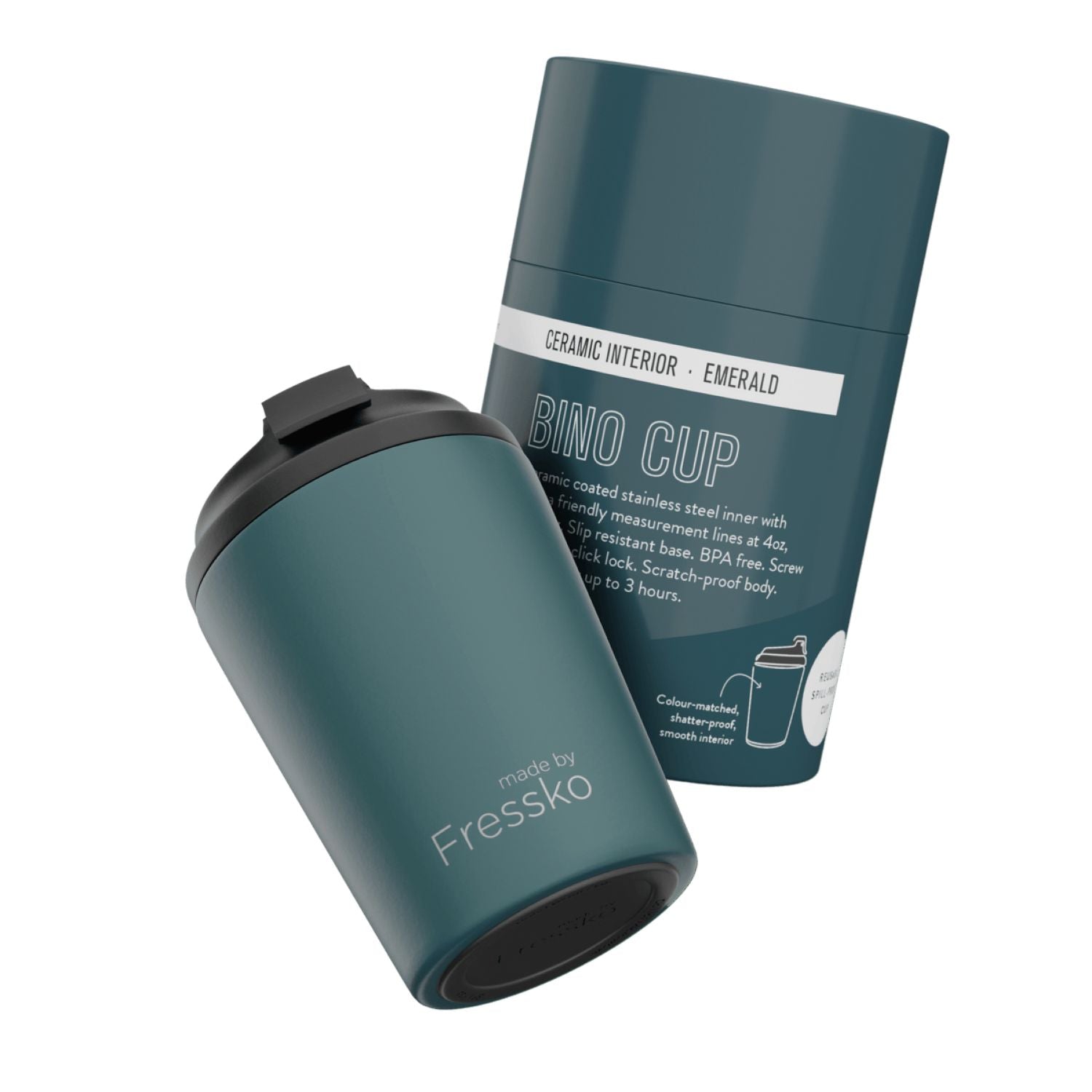 Made By Fressko Bino 8oz Insulated Ceramic Cup - Emerald