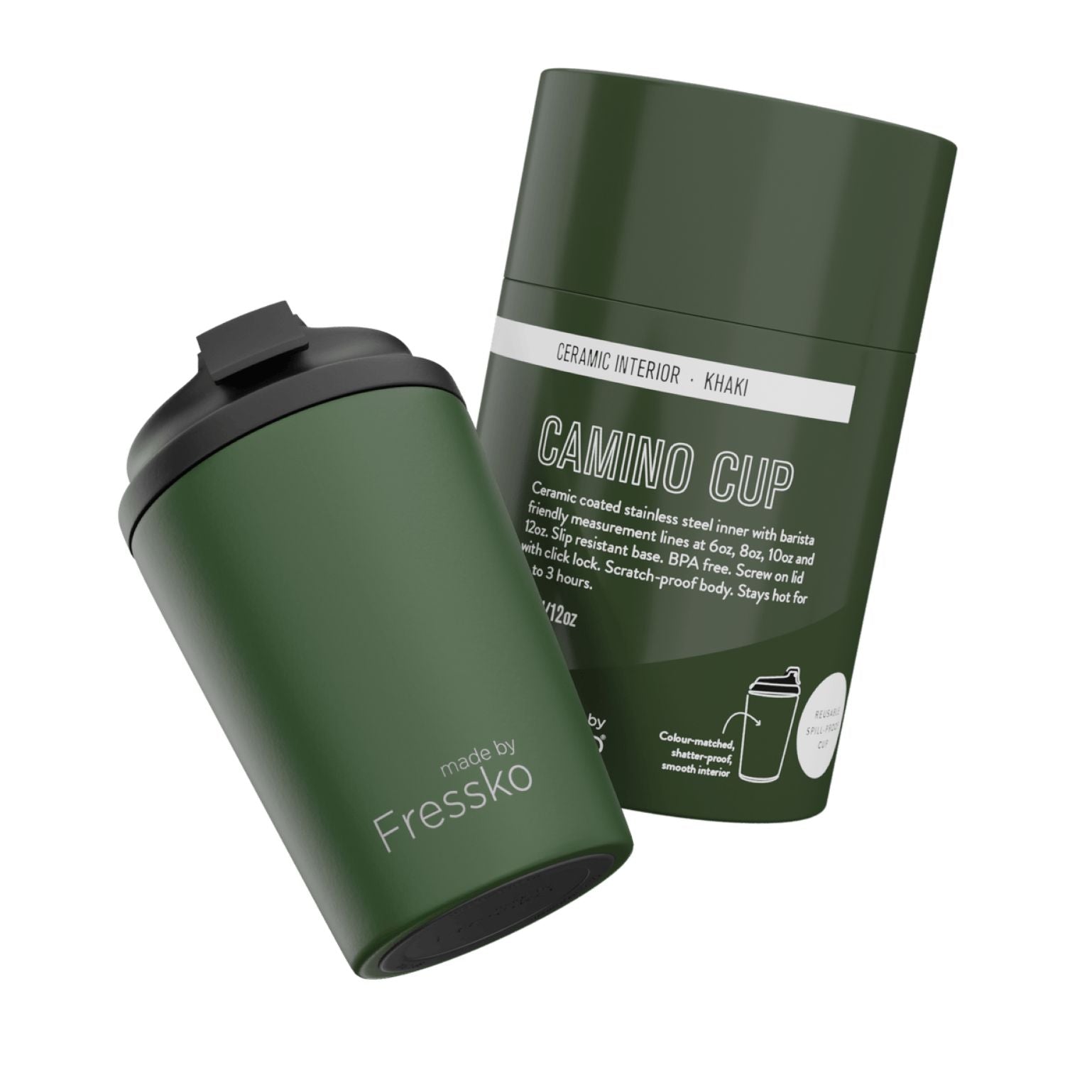 Made By Fressko Camino 12oz Insulated Ceramic Cup - Khaki