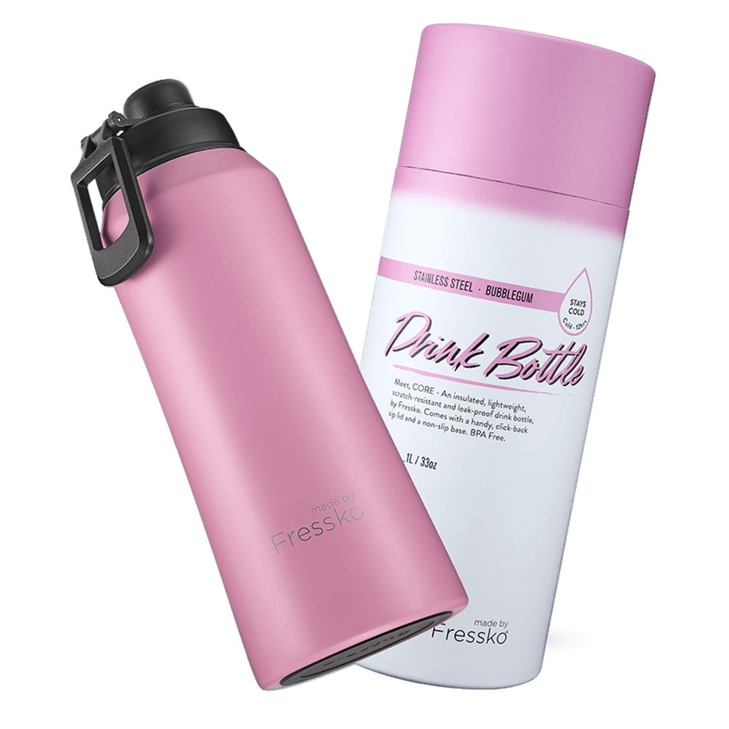 Made By Fressko Core 34oz Insulated Stainless Steel Drink Bottle - Bubblegum