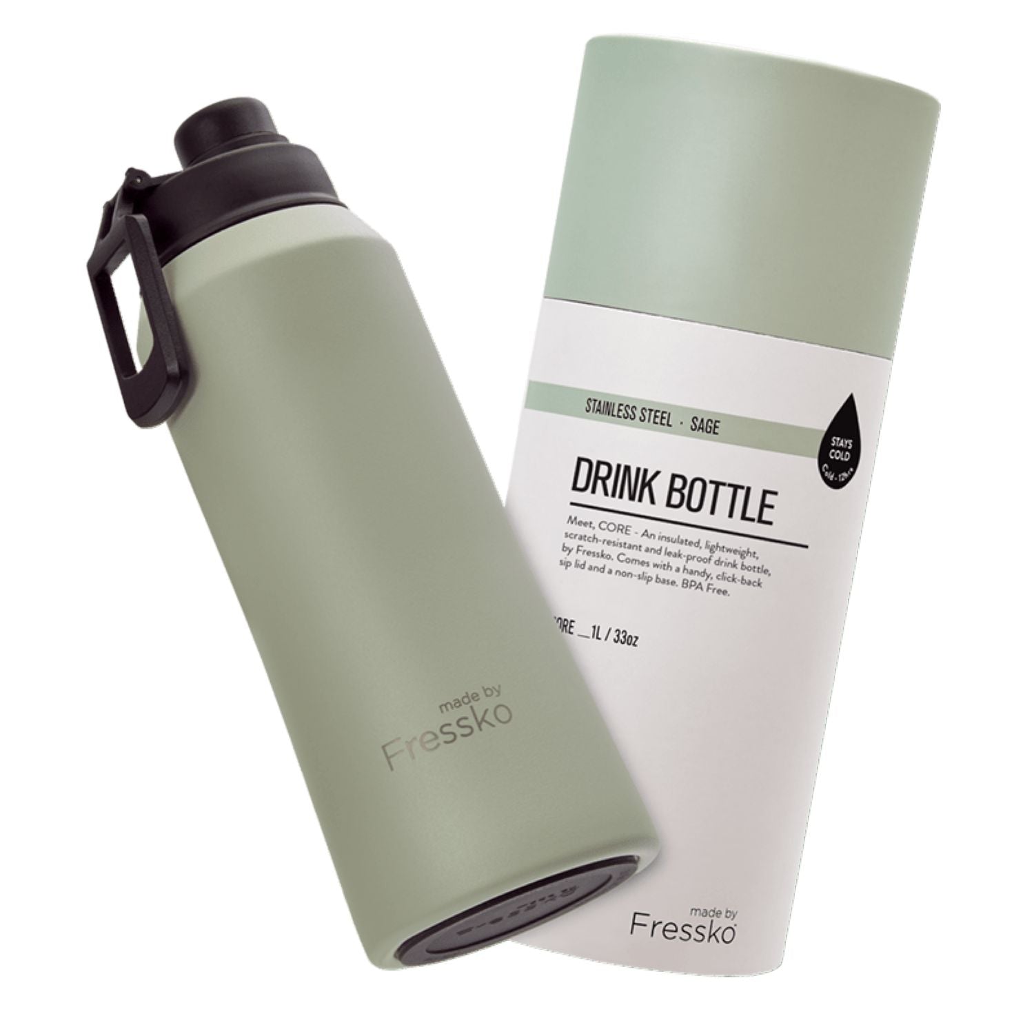 Made By Fressko Core 34oz Insulated Stainless Steel Drink Bottle - Sage