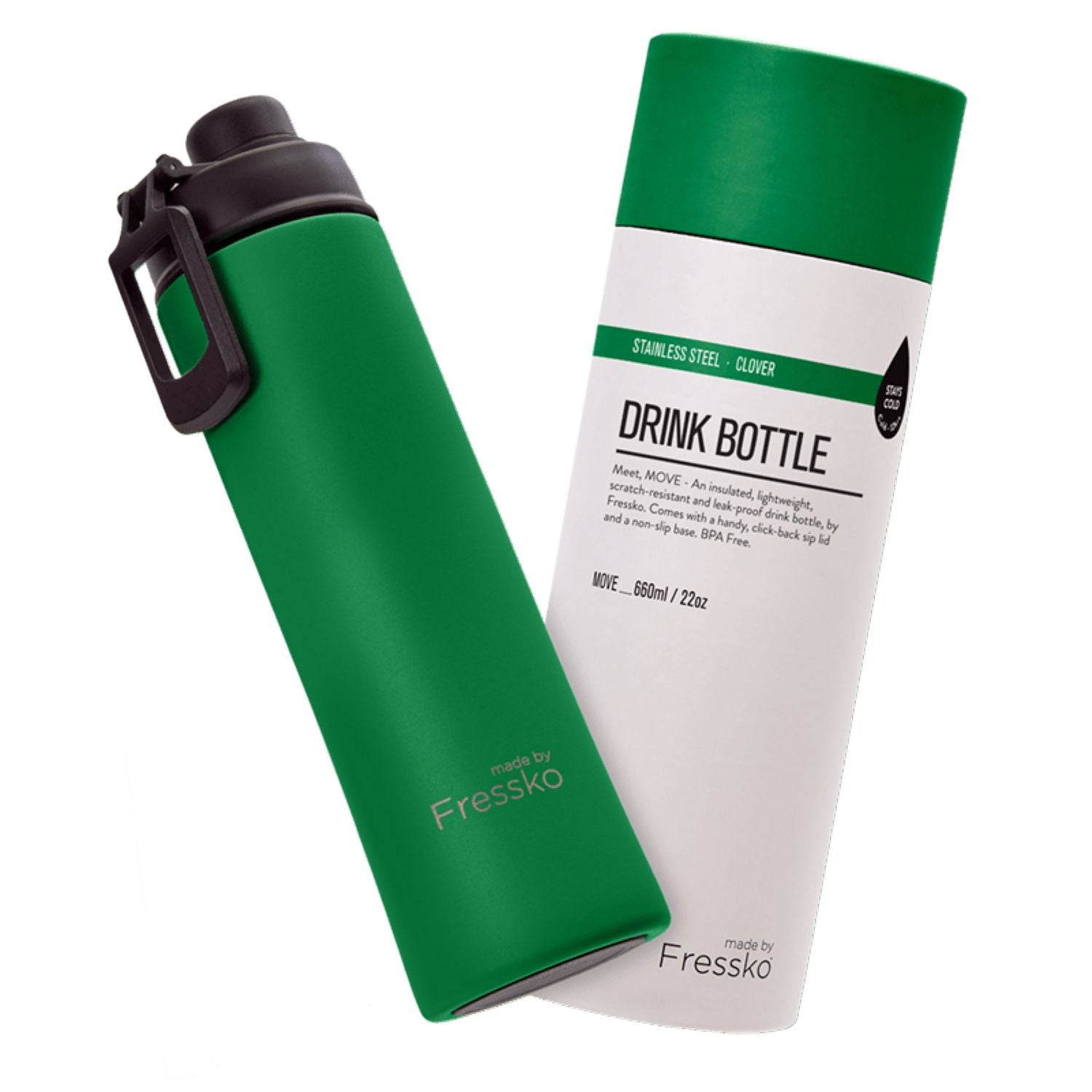 Made By Fressko Move 22oz Insulated Stainless Steel Drink Bottle - Clover