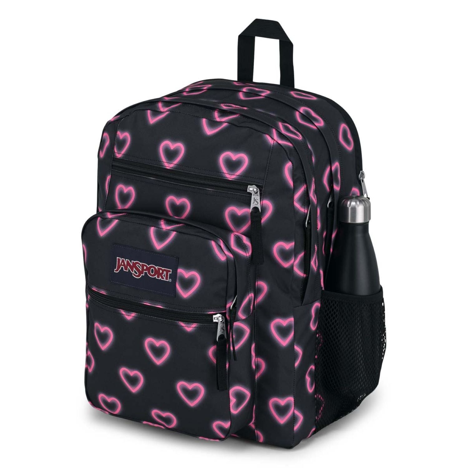 Jansport Big Student Backpack - Happy Hearts Black