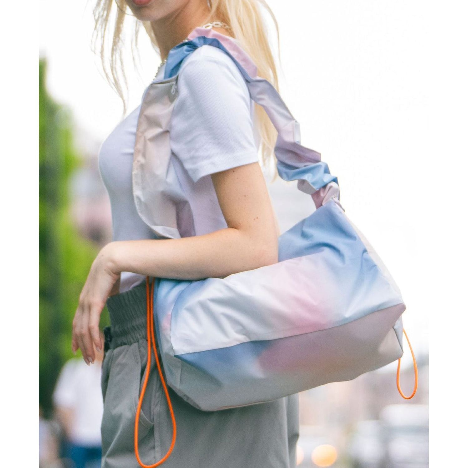 KiU Water Repellent Paracord Box Shoulder Bag (Light Gray)