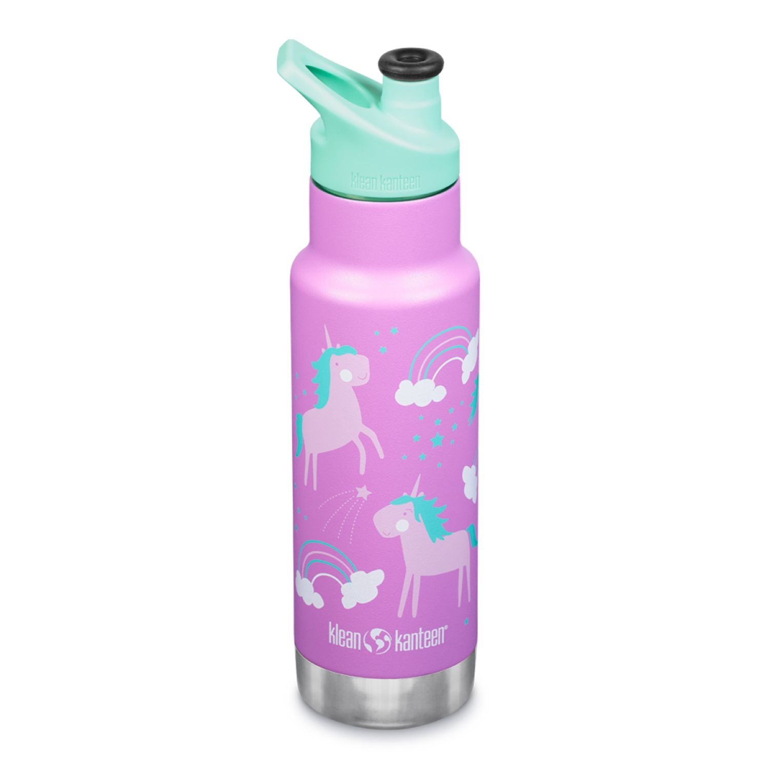 Klean Kanteen Insulated Kid Classic 12oz Water Bottle (with Kid Sport Cap) (Unicorns)