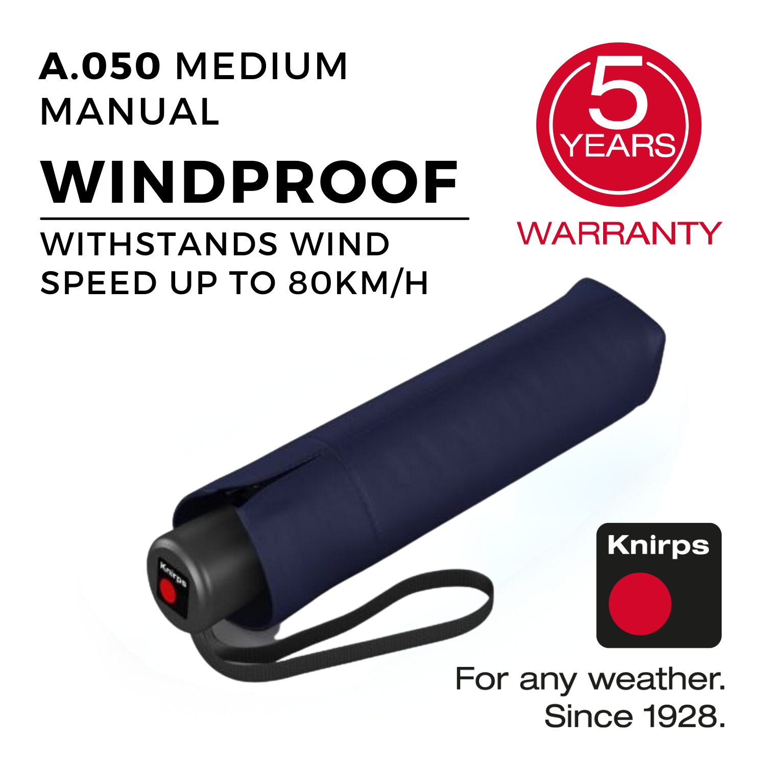 Knirps A.050 Medium Manual Umbrella V2 - Navy