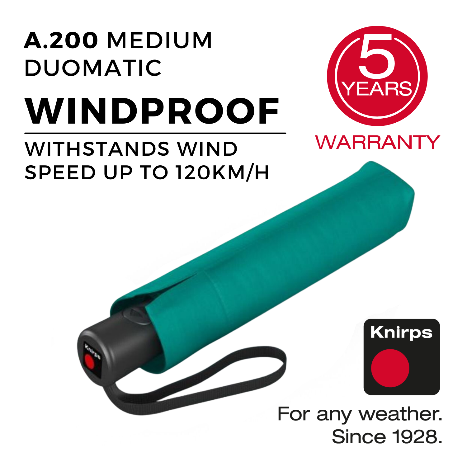 Knirps A.200 Medium Duomatic Umbrella V2 - Pacific