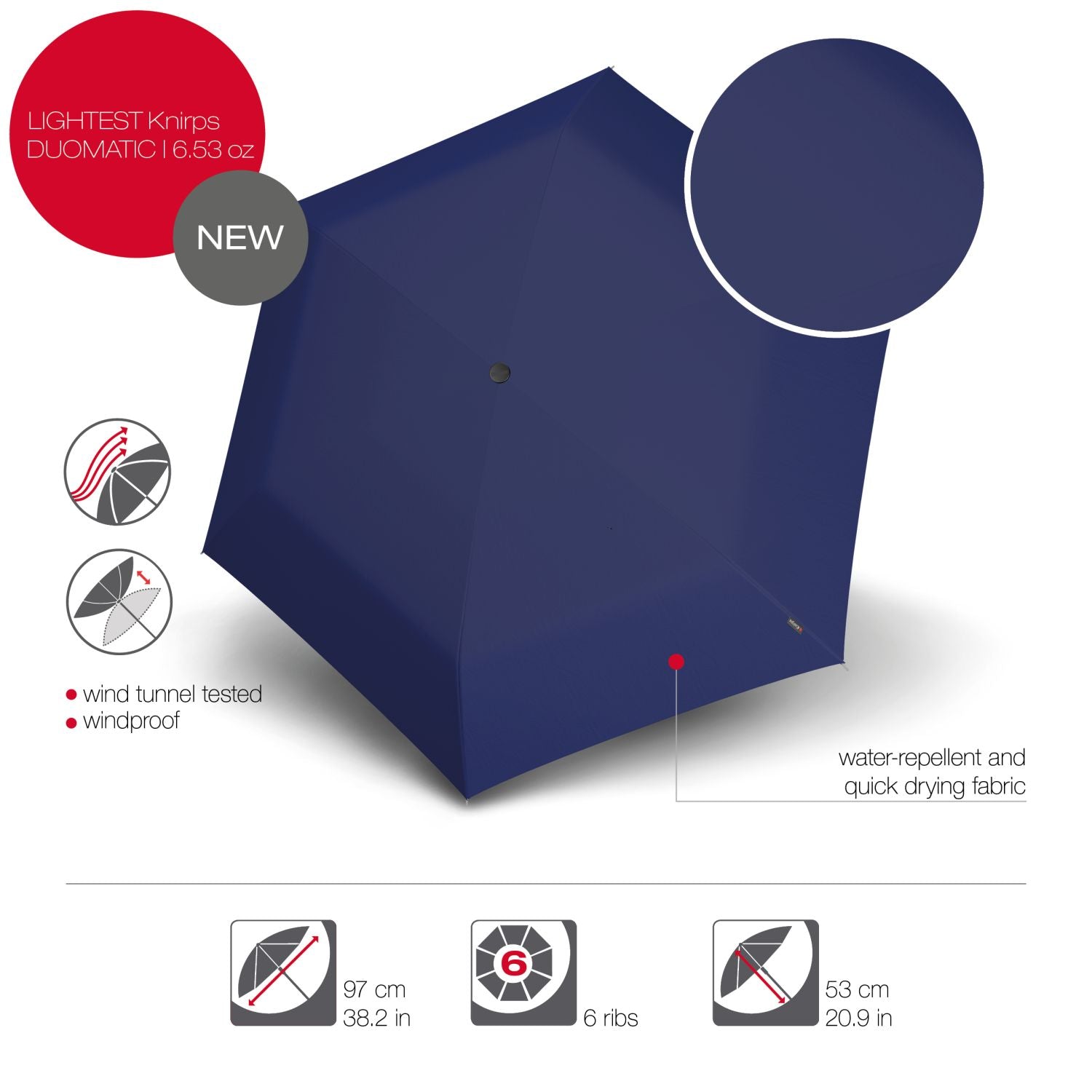 Knirps U.200 Ultra Light Duomatic Umbrella - Navy