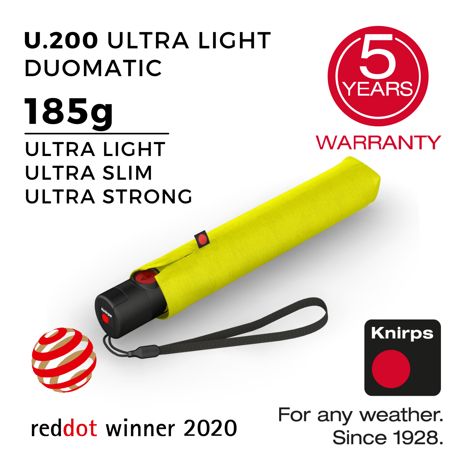 Knirps U.200 Ultra Light Duomatic Umbrella - Yellow