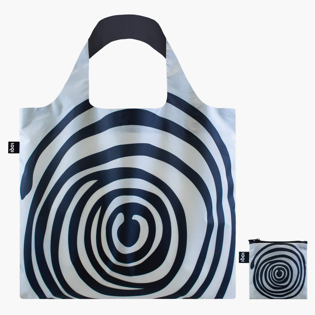 LOQI Museum Foldable Tote Bag - Louise Bourgeois - Spirals Black