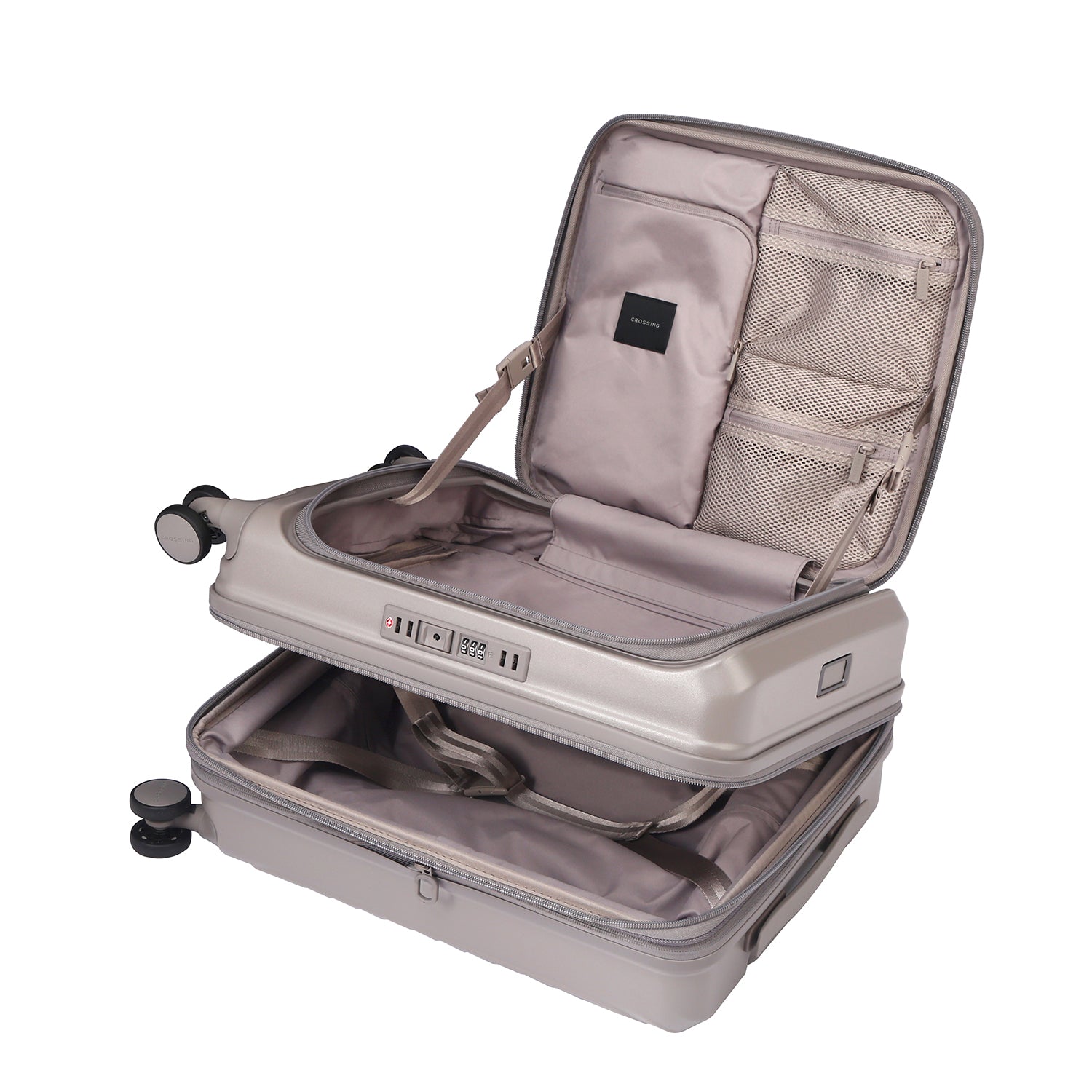 CROSSING INVI 20" Carry On Expandable Luggage With Front & Middle Access V3 - Latte