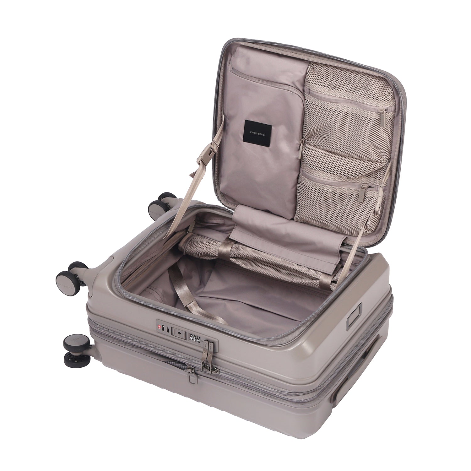 CROSSING INVI 20" Carry On Expandable Luggage With Front & Middle Access V3 - Latte