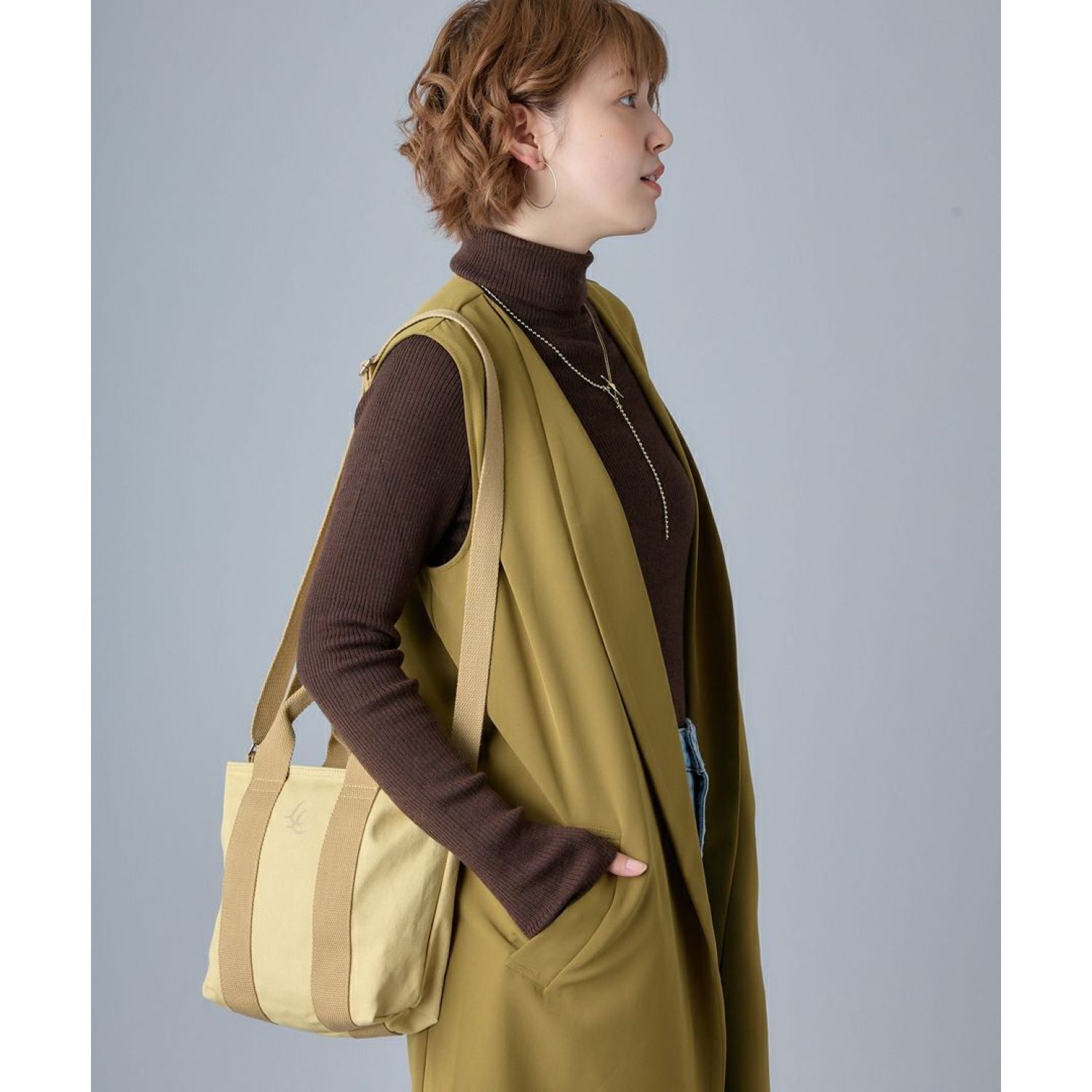 Legato Largo Ll Canvas Series 2Way Shoulder Bag (Grey Beige)