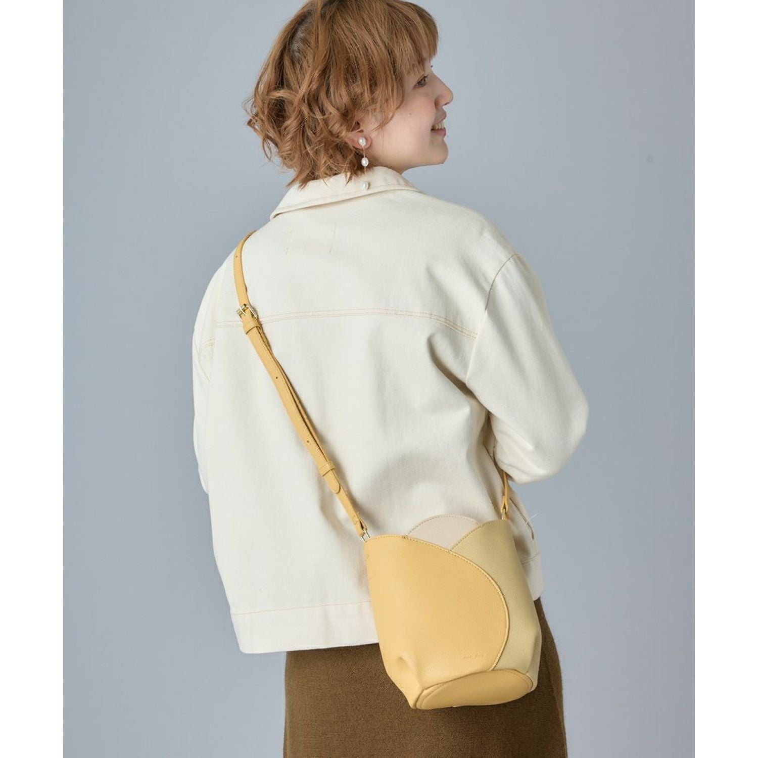 Legato Largo Tulip Faux Leather Series Mini Shoulder Bag (Blue Grey)