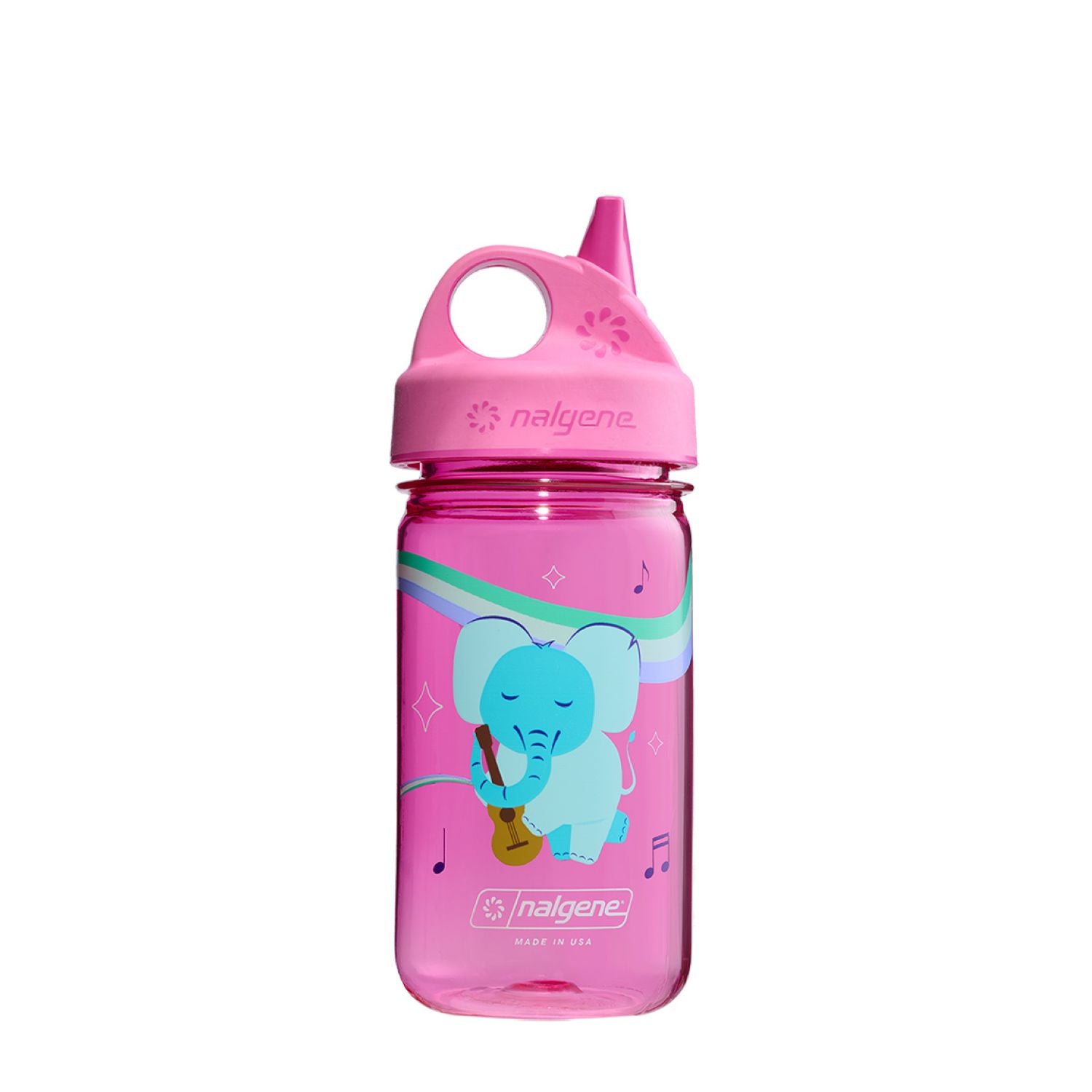 Nalgene 12oz Kids Grip-N-Gulp Sustain Graphic Water Bottle - Pink Musical Elephant