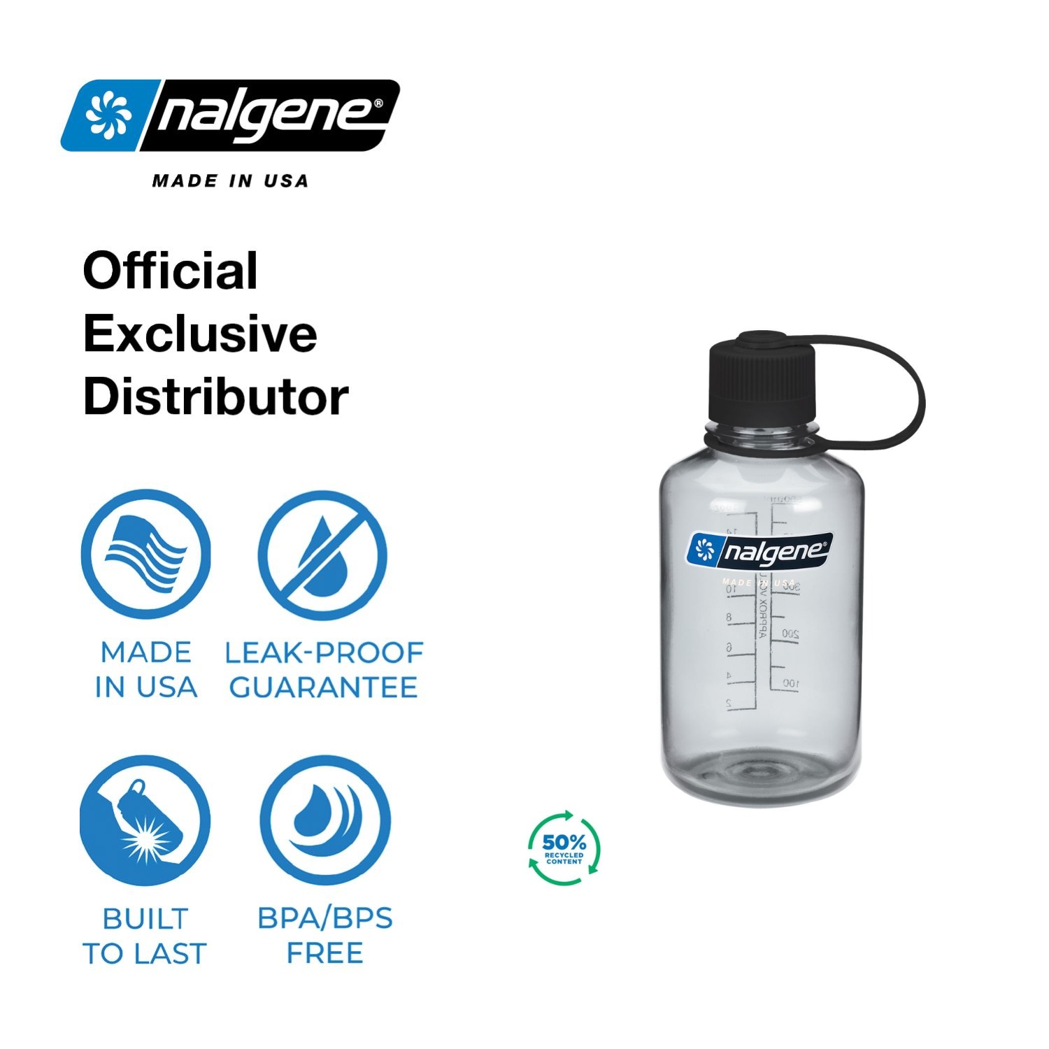 Nalgene 16oz Narrow Mouth Sustain Water Bottle  - Gray