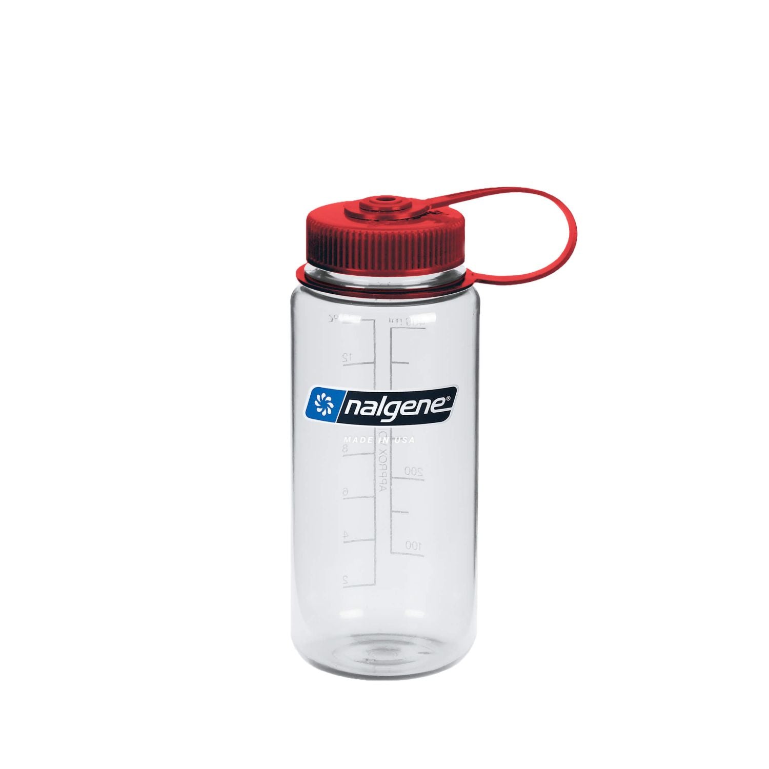 Nalgene 16oz Wide Mouth Sustain Water Bottle  - Clear With Red