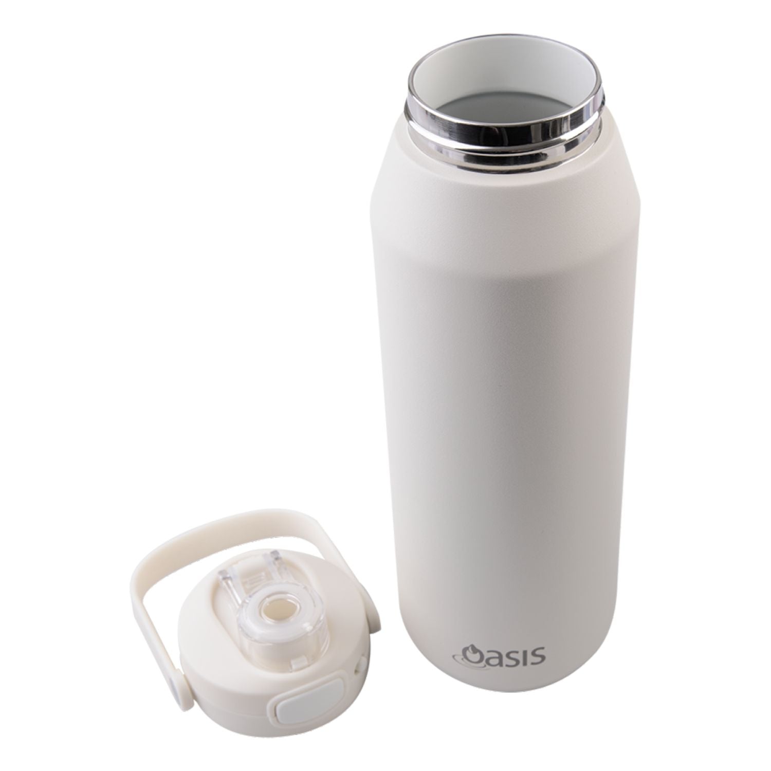 Oasis Ceramic Stainless Steel Triple Wall Capri Quick Release Drink Bottle 1L - Alabaster