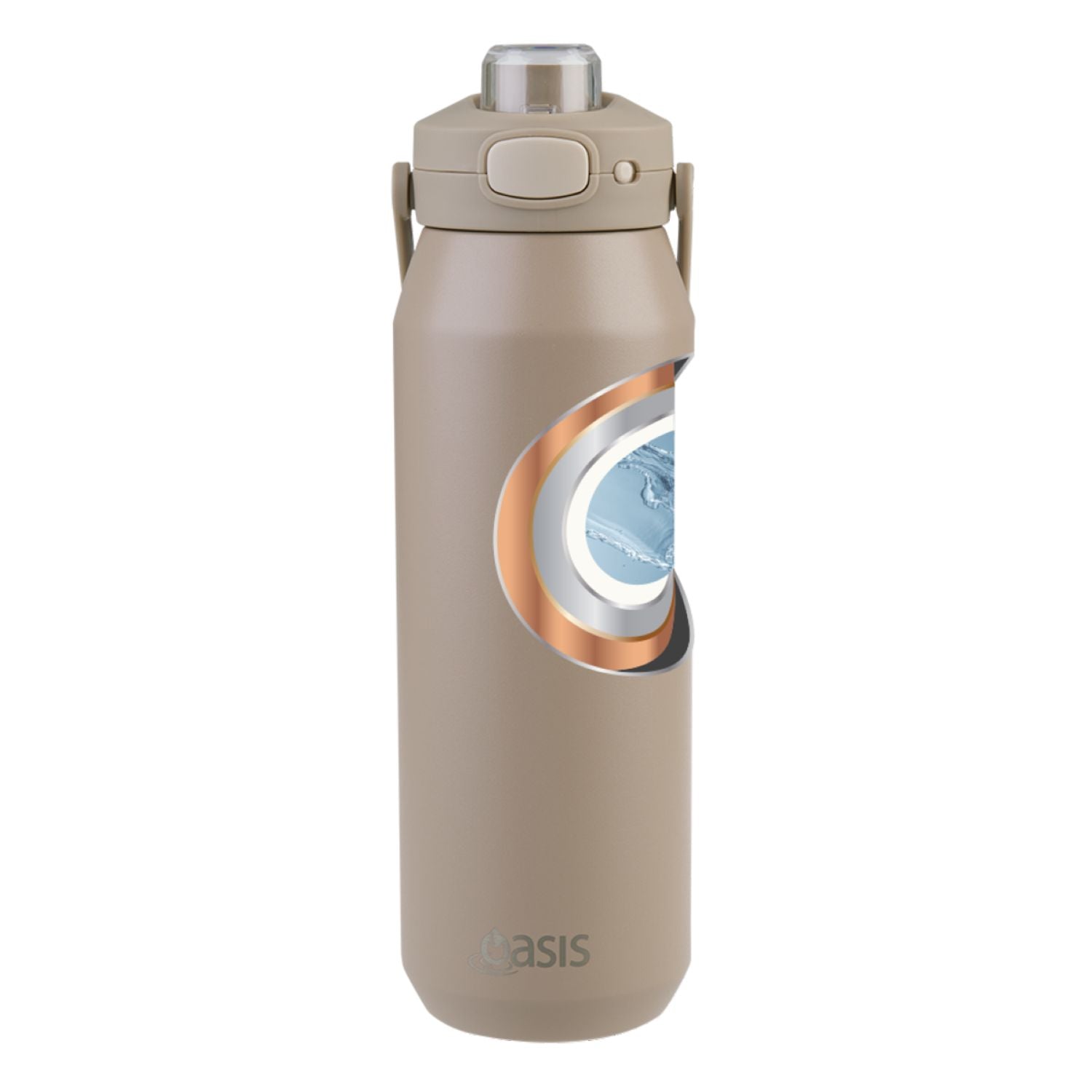Oasis Ceramic Stainless Steel Triple Wall Capri Quick Release Drink Bottle 1L - Latte