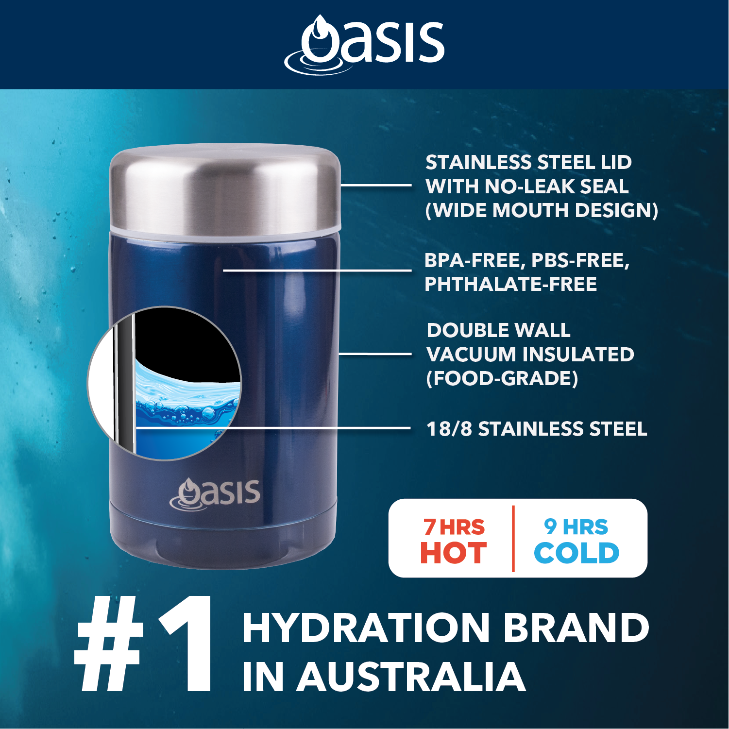 Oasis Stainless Steel Insulated Food Flask 450ML - Red