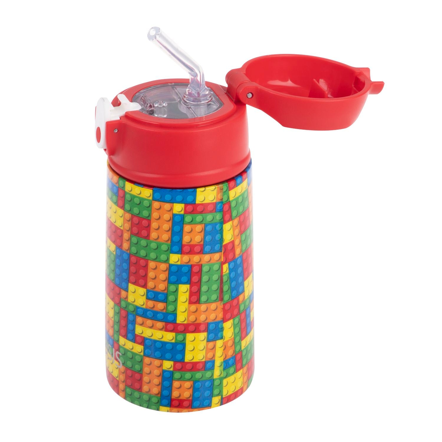 Oasis Kids' Drink Bottle with Sipper Silicone Straw 400ML - Bricks