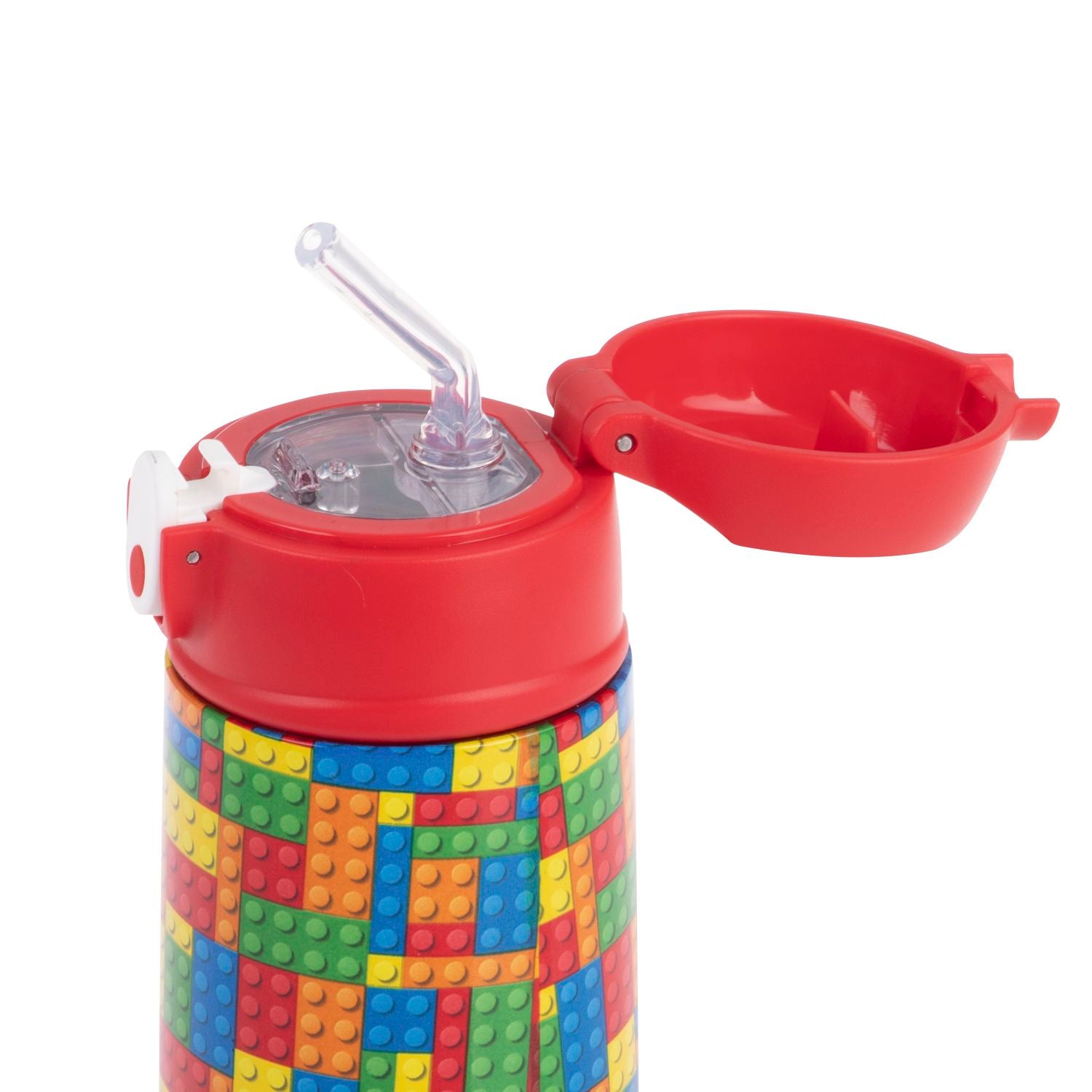 Oasis Kids' Drink Bottle with Sipper Silicone Straw 400ML - Bricks