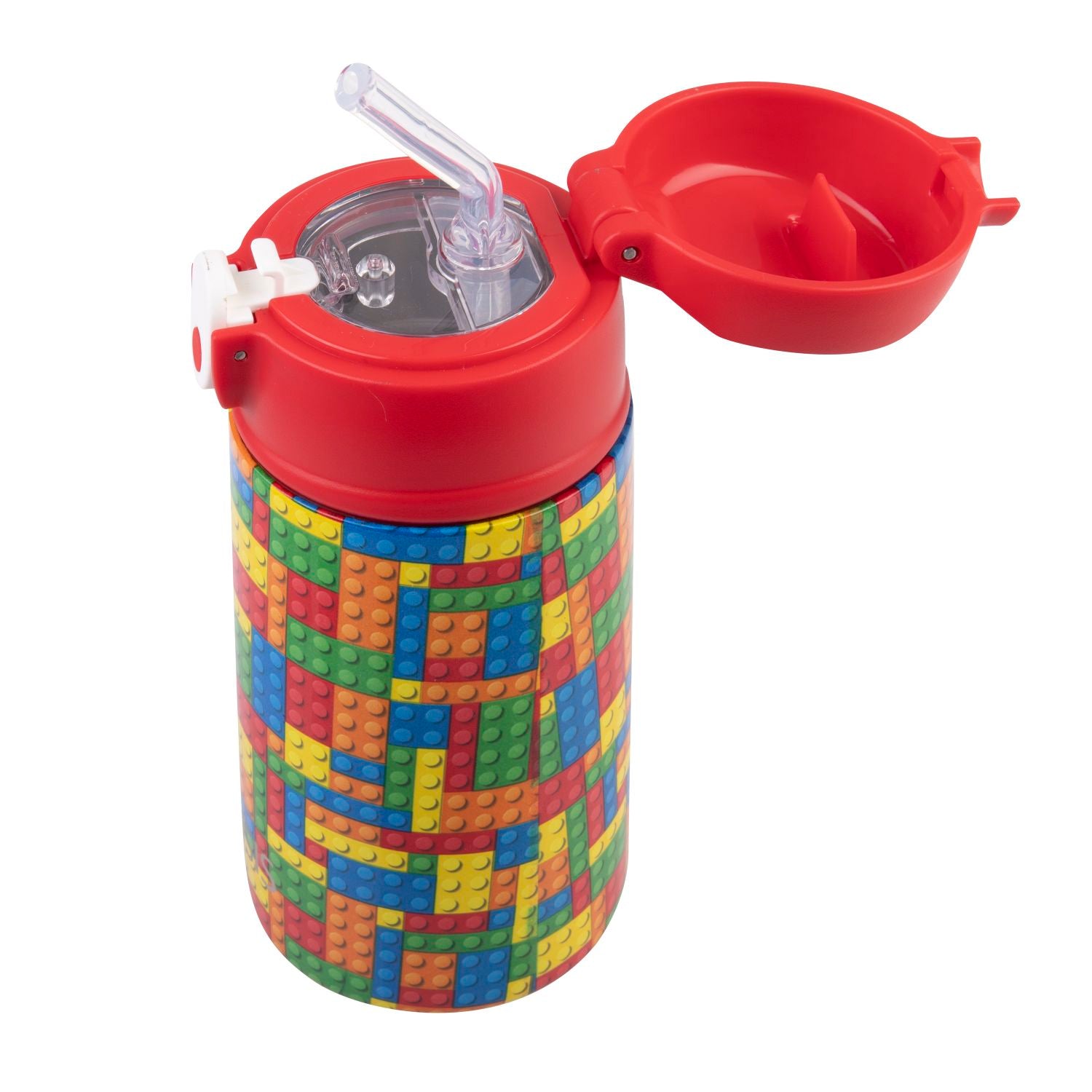 Oasis Kids' Drink Bottle with Sipper Silicone Straw 400ML - Bricks