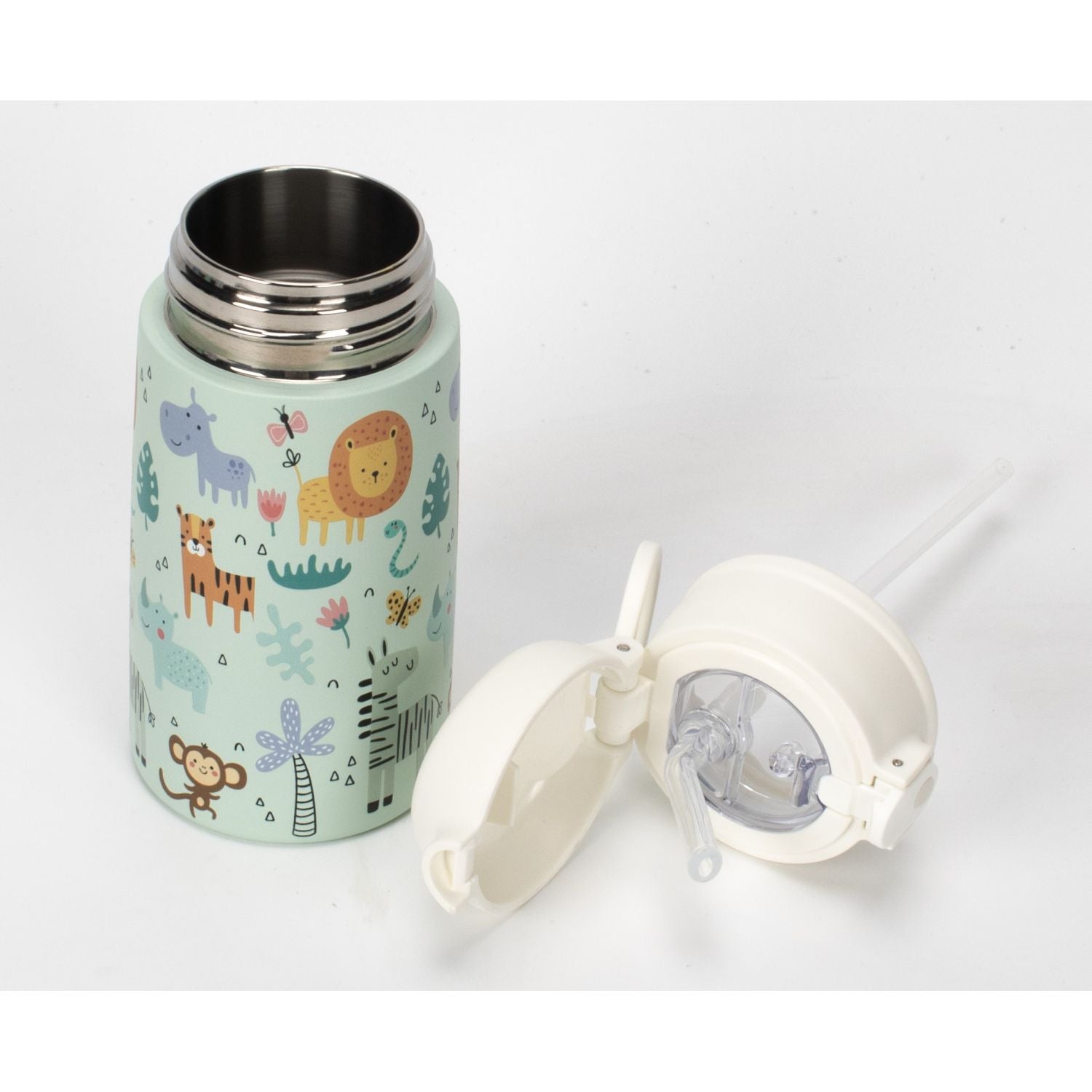 Oasis Kids Water Bottle with Sipper Silicone Straw 400ML - Wildlife Wonders