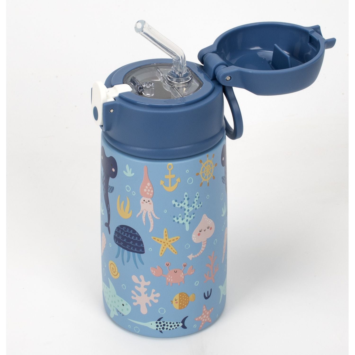 Oasis Kids Water Bottle with Sipper Silicone Straw 400ML - Marine Mania