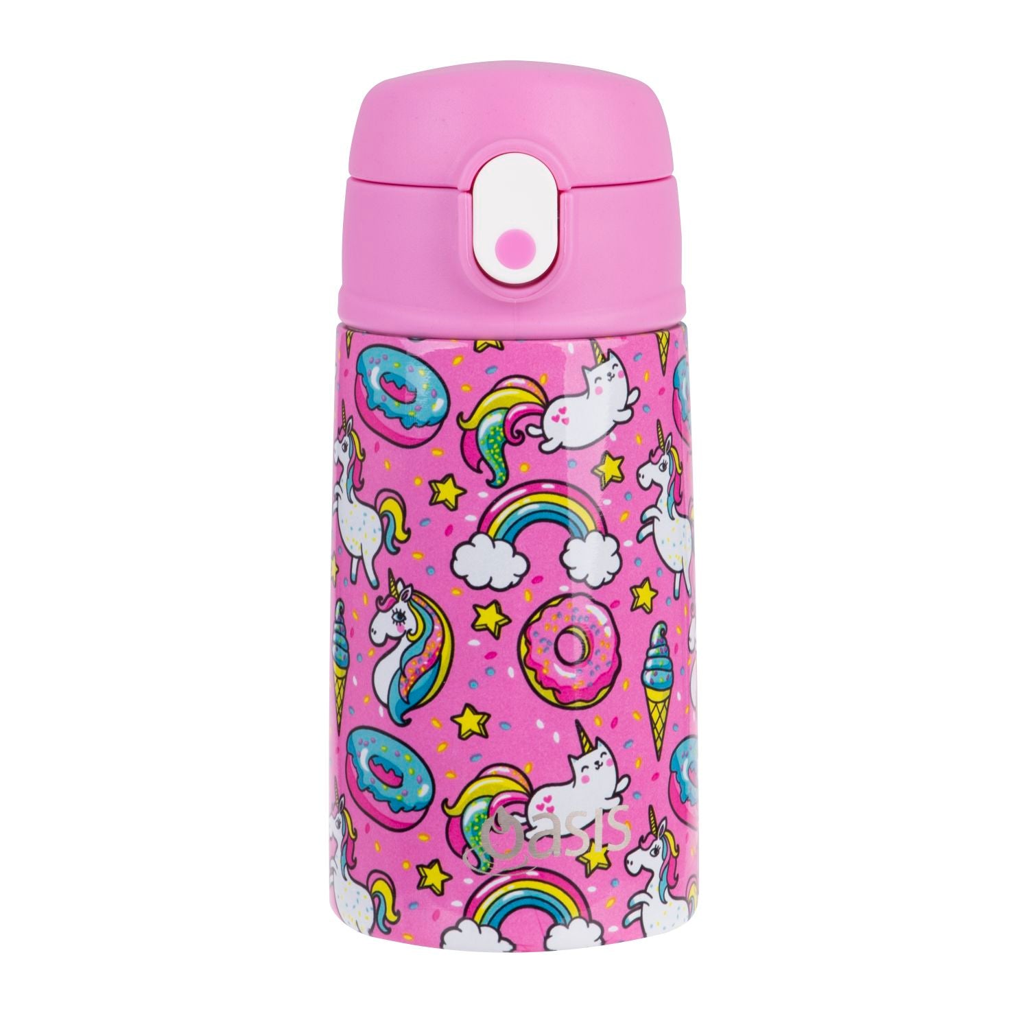 Oasis Kids' Drink Bottle with Sipper Silicone Straw 400ML - Unicorns