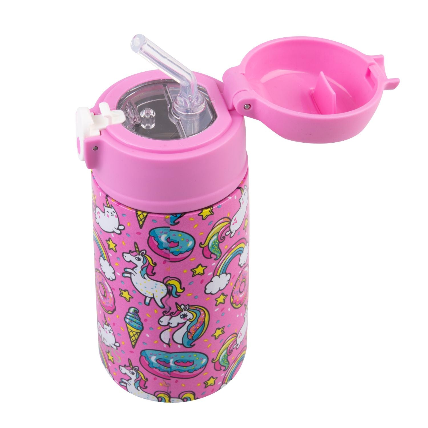 Oasis Kids' Drink Bottle with Sipper Silicone Straw 400ML - Unicorns