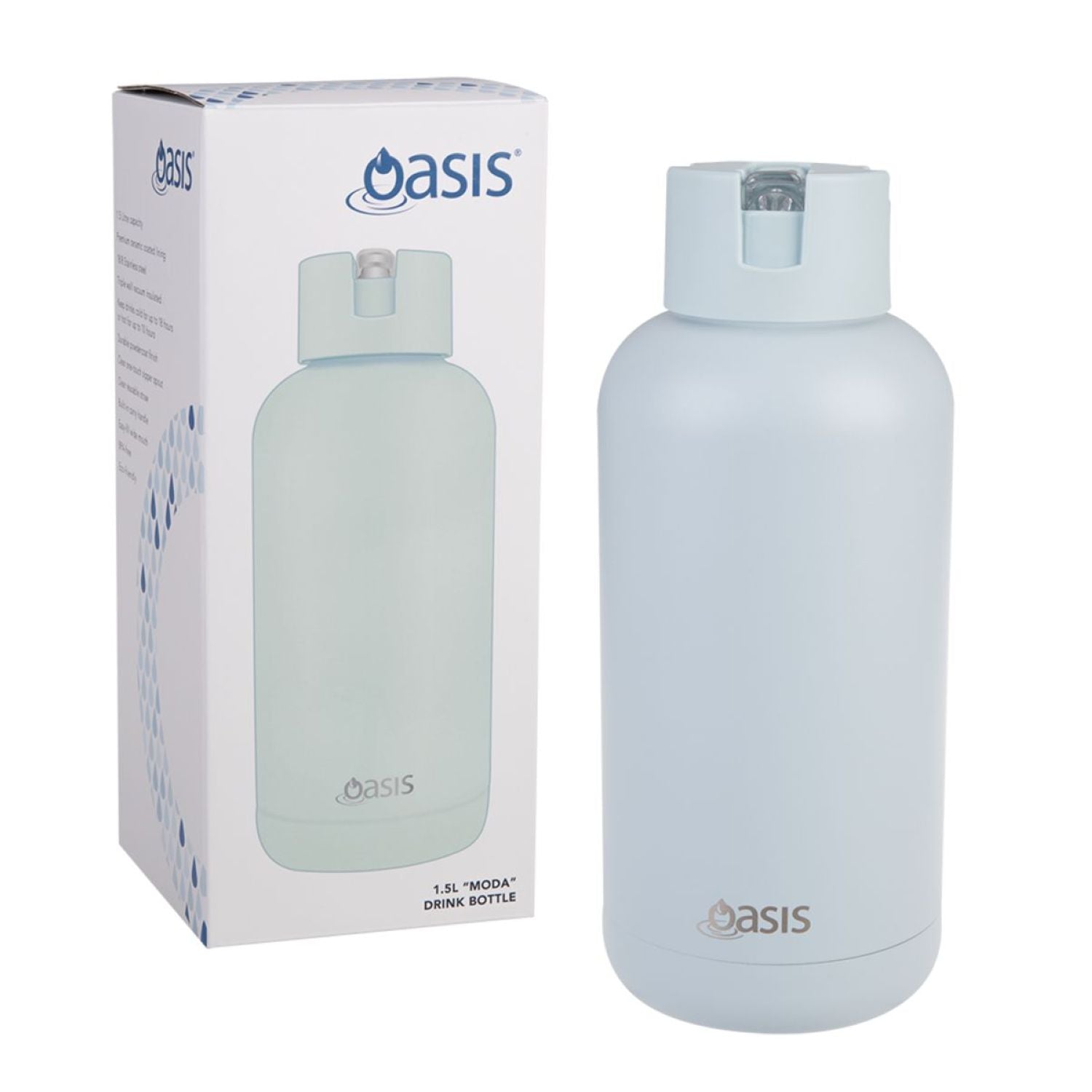 Oasis Stainless Steel Insulated Ceramic Moda Bottle 1.5L - Sea Mist