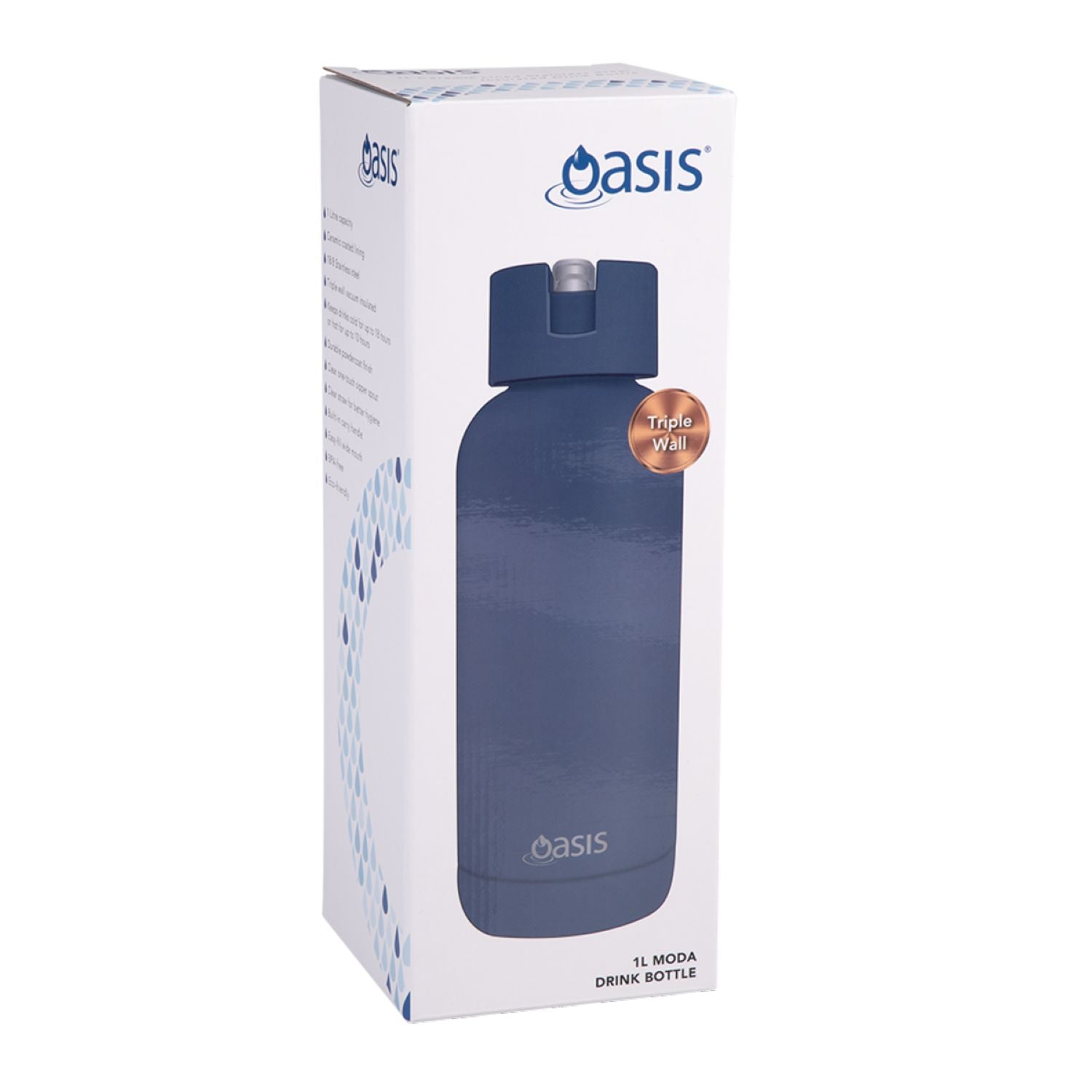 Oasis Stainless Steel Insulated Ceramic Moda Bottle 1L - Indigo