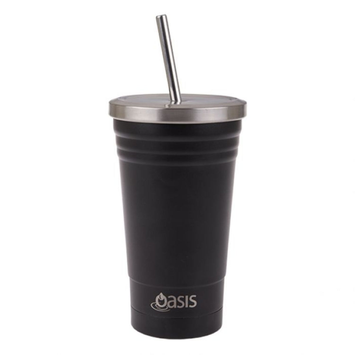 Oasis Stainless Steel Insulated Smoothie Tumbler with Straw 500ML - Black