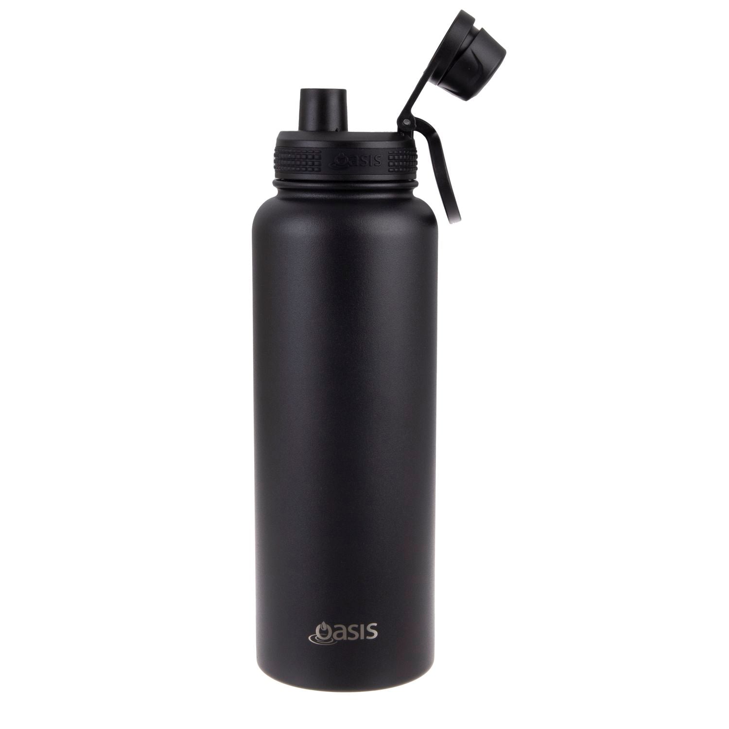 Oasis Stainless Steel Insulated Sports Water Bottle with Screw Cap 1.1L - Black