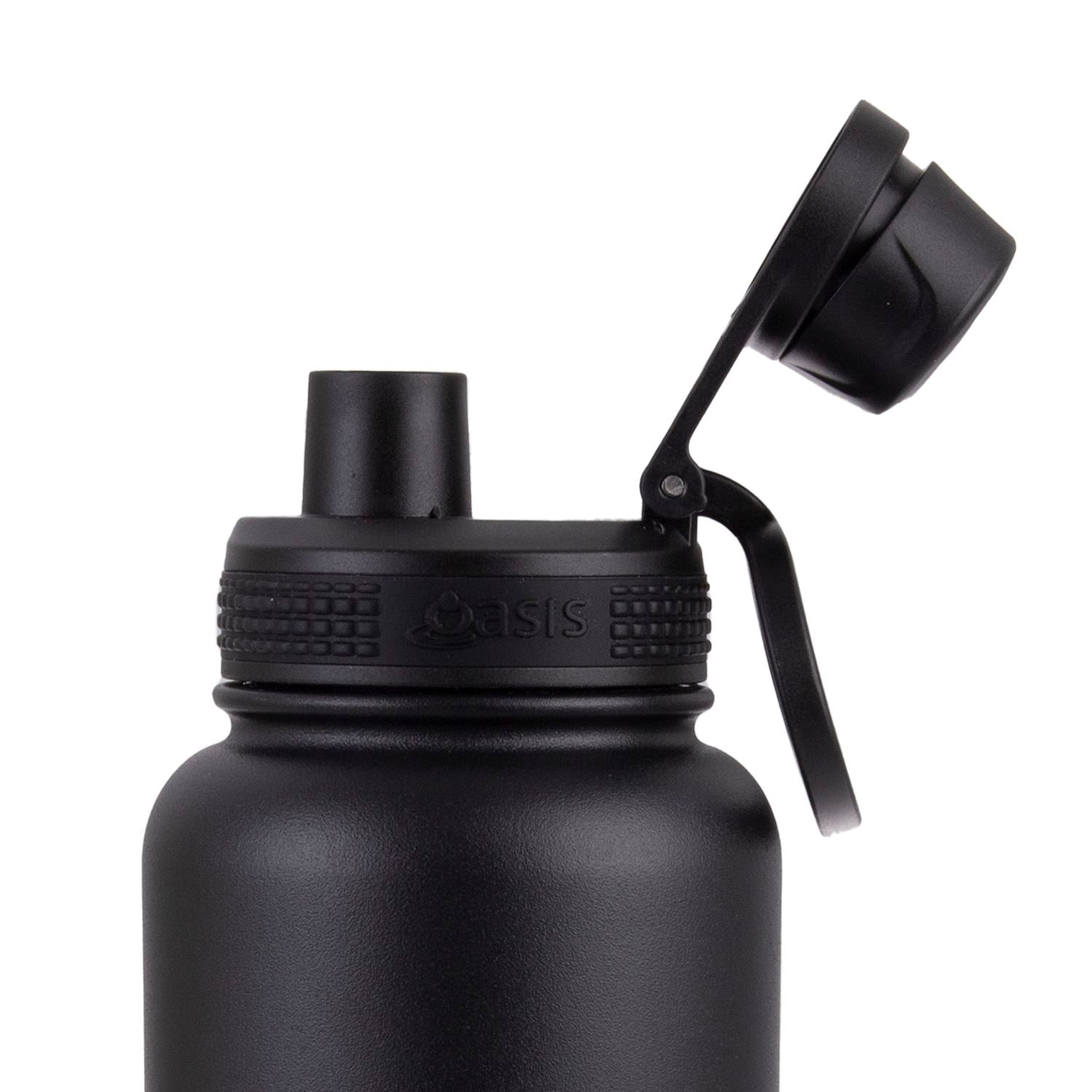 Oasis Stainless Steel Insulated Sports Water Bottle with Screw Cap 1.1L - Black