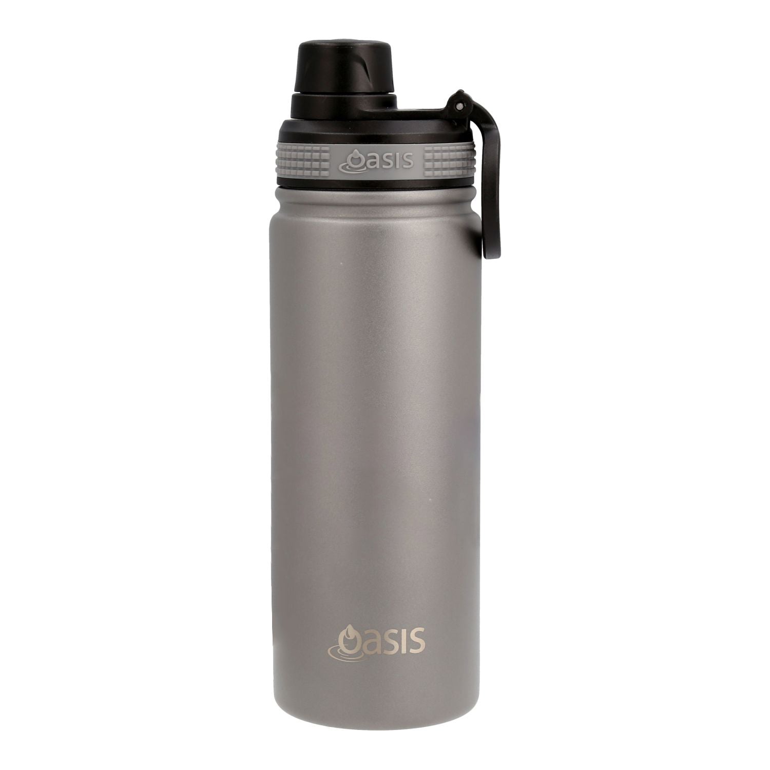 Oasis Stainless Steel Insulated Sports Water Bottle with Screw Cap 550ML - Metallic Grey