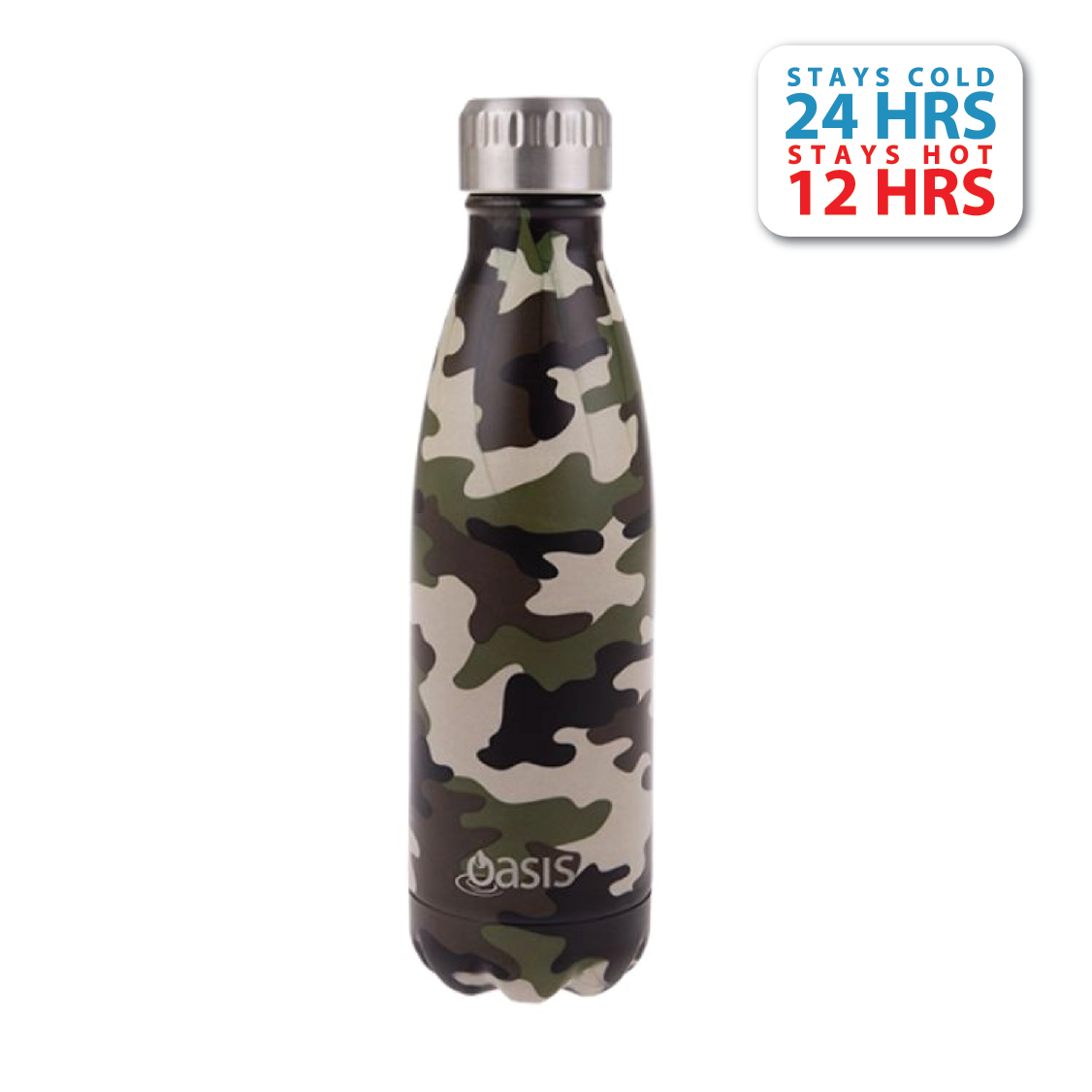 Oasis Stainless Steel Insulated Water Bottle 500ML - Camo Green
