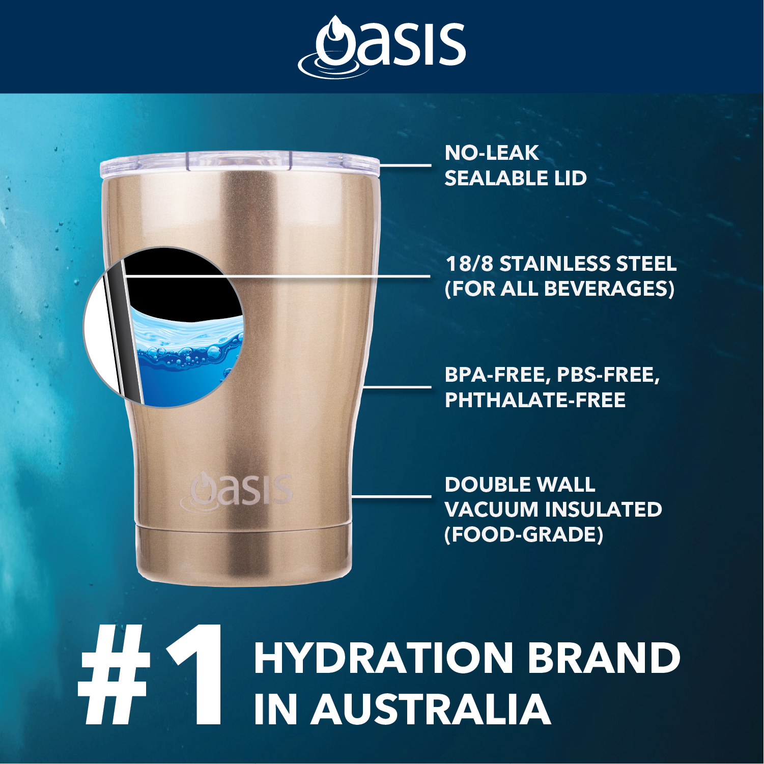 Oasis Stainless Steel Insulated Travel Cup 340ML - Matte Black