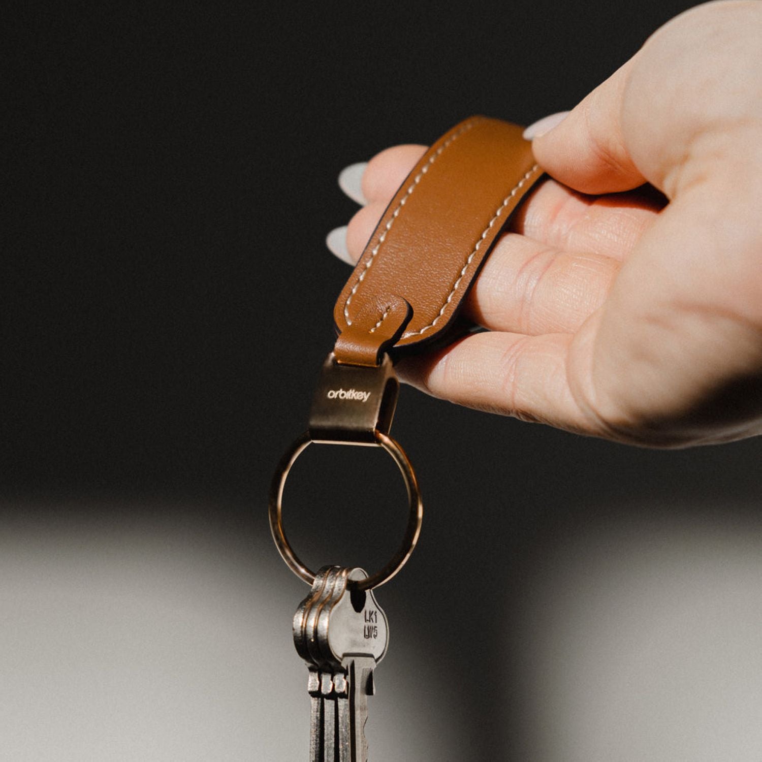 Orbitkey Leather Loop Keychain (Caramel)