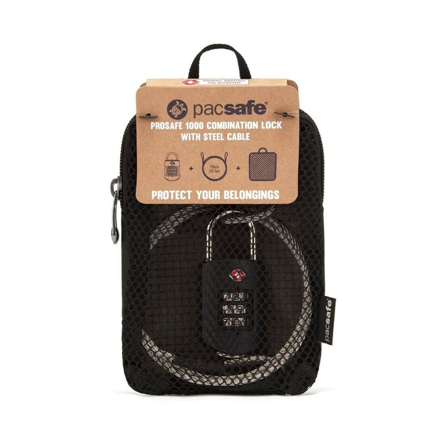 Pacsafe Prosafe 1000 Combination Lock With Steel Cable (Black)