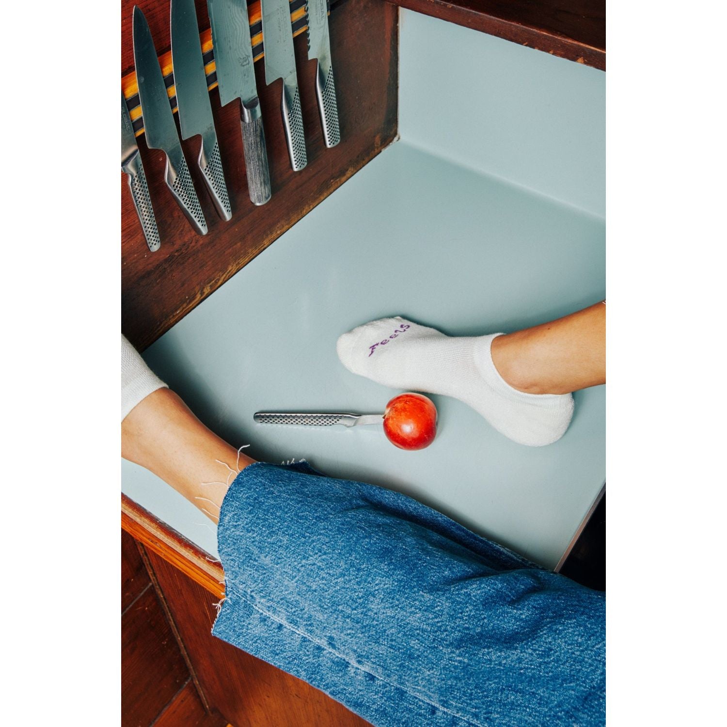 Paire Merino Wool-Blend Ankle Sock (Stormy Blue) - S