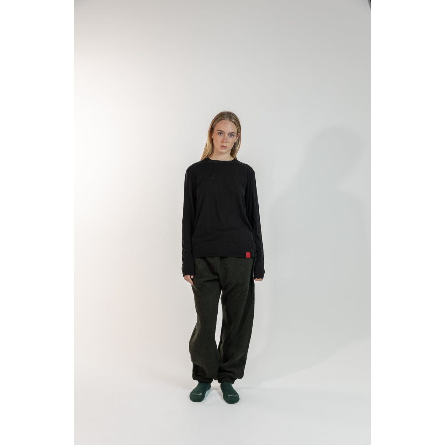 Paire Merino Wool-Blend Unisex Long Sleeve T-Shirt (Black) - L