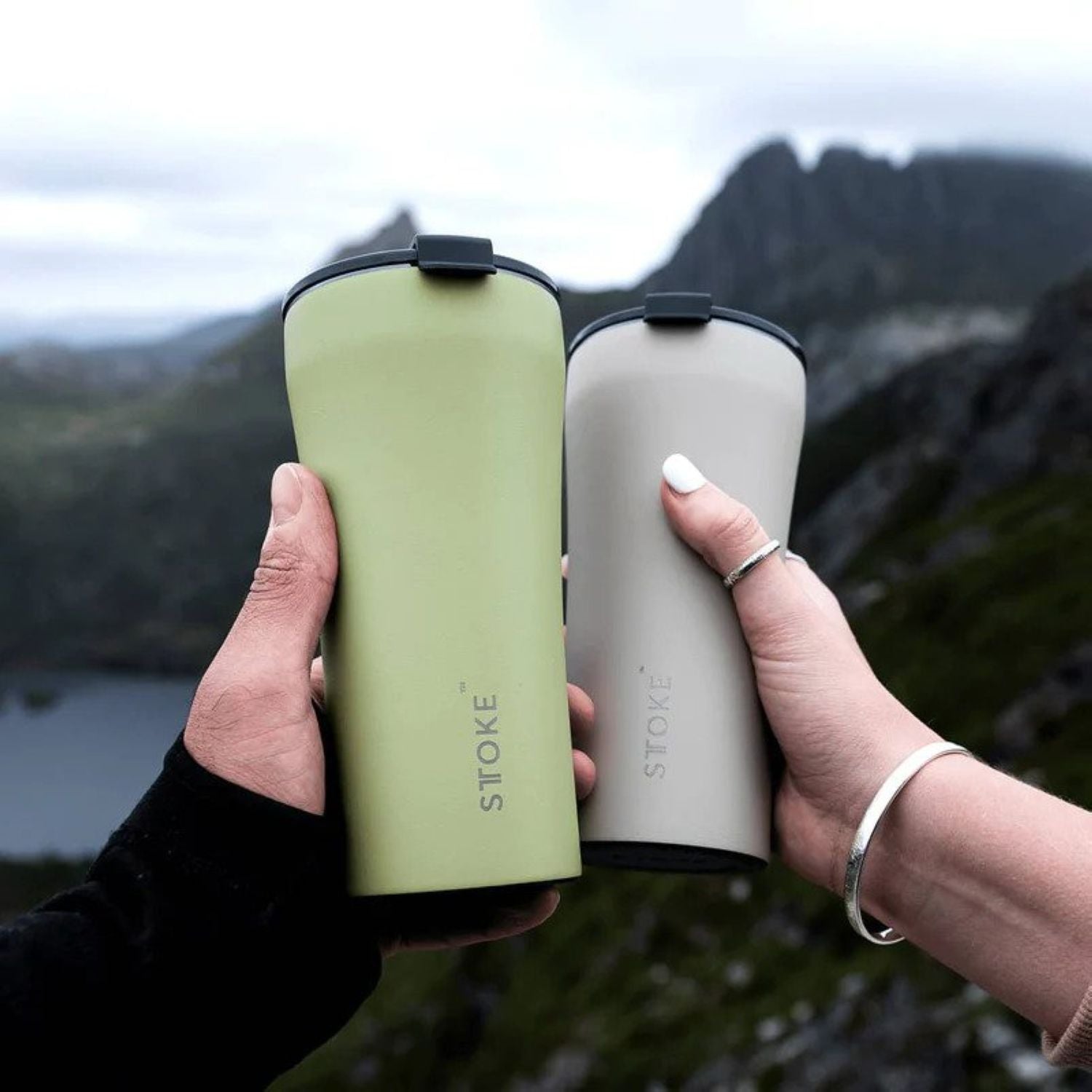 STTOKE Limited Edition Leakproof Ceramic Insulated Cup Powder Coating 12oz - Heather Green