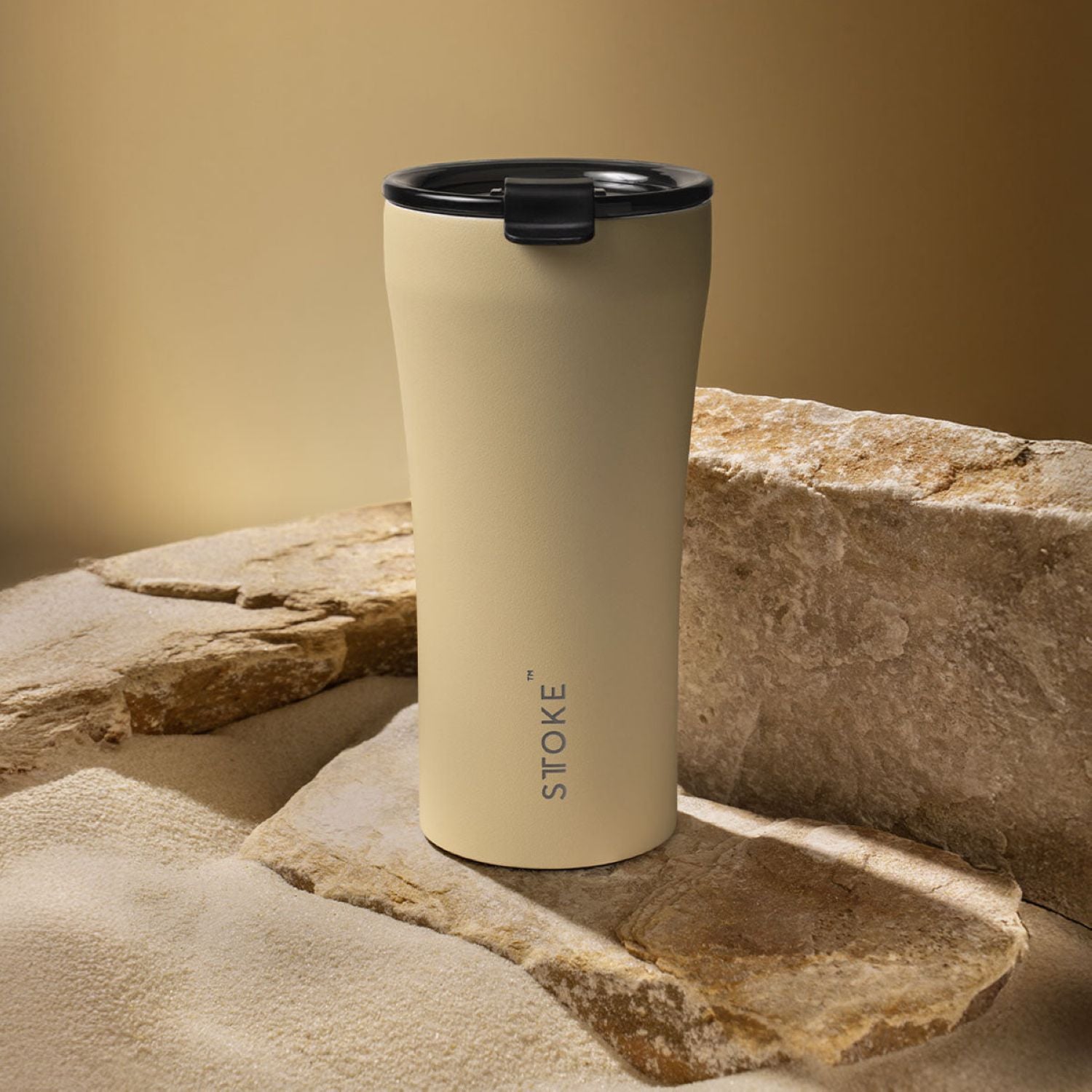 STTOKE Limited Edition Leakproof Ceramic Insulated Cup Powder Coating 16oz - Dune Yellow
