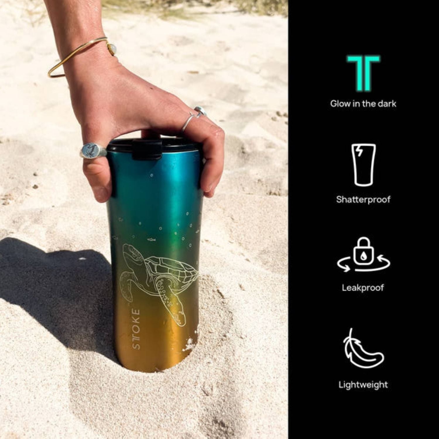 STTOKE Limited Edition Leakproof Ombre Ocean Insulated Cup 12oz - Sea Turtle