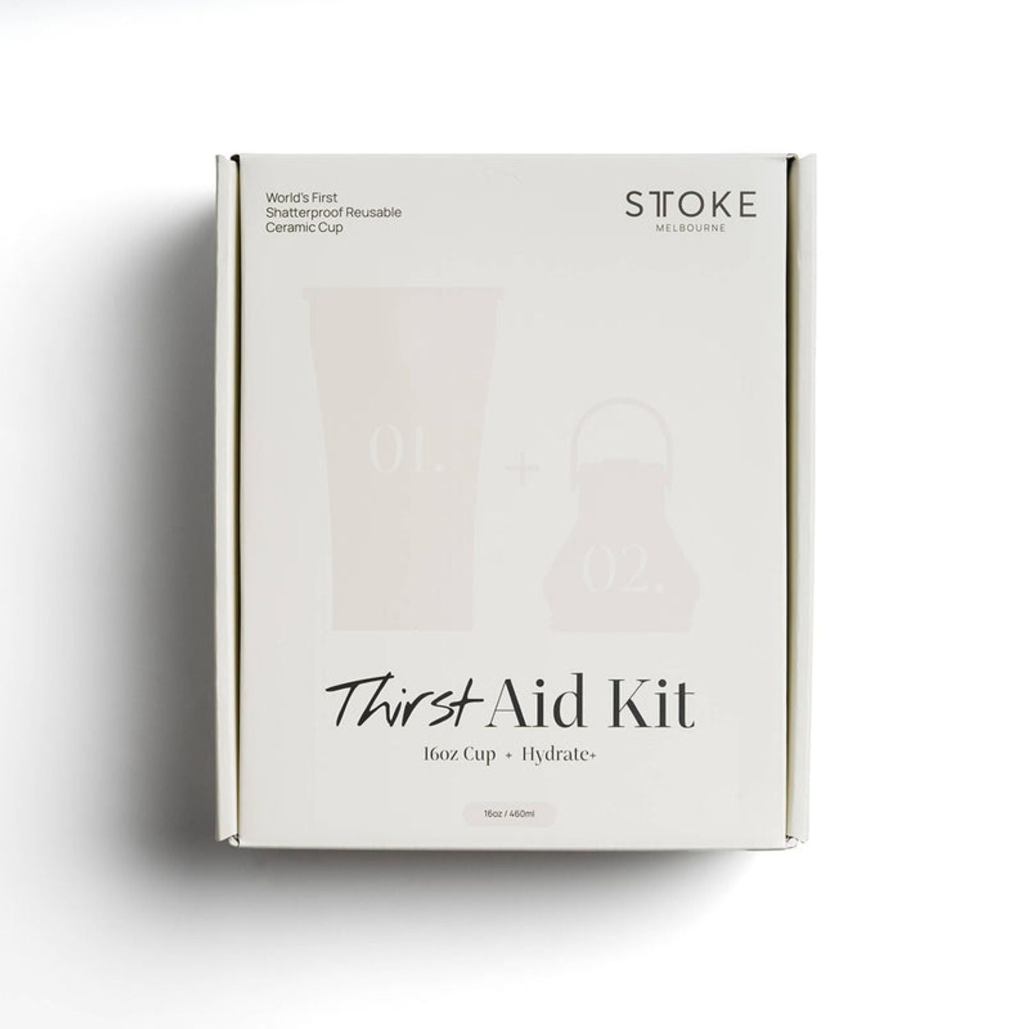 Sttoke Earth Leakproof Ceramic Insulated Thirst Aid Kit Cup With Hydrate + 16Oz - Mousse Taupe