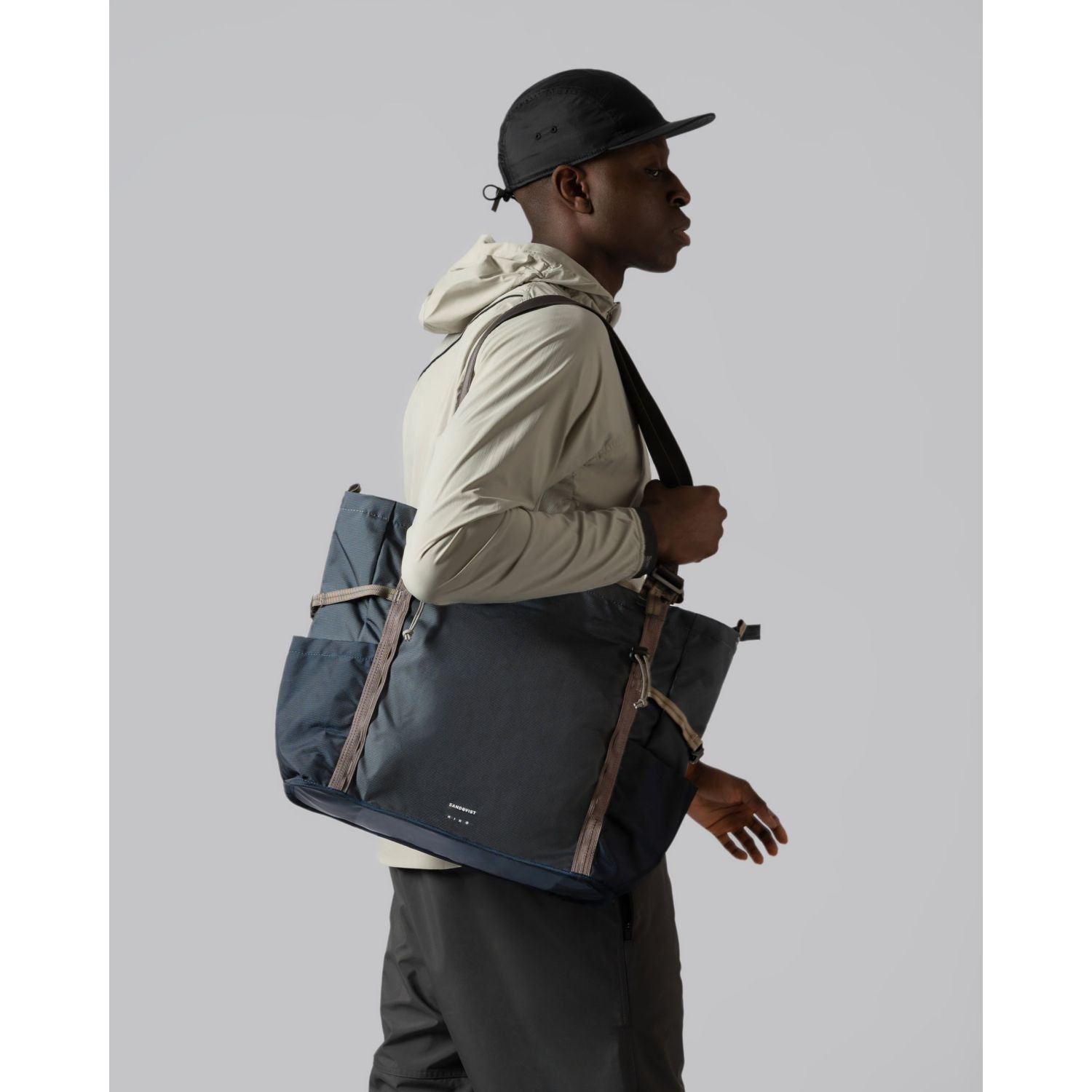Sandqvist River Hike Tote Bag - Multi Steel Blue/Navy Blue
