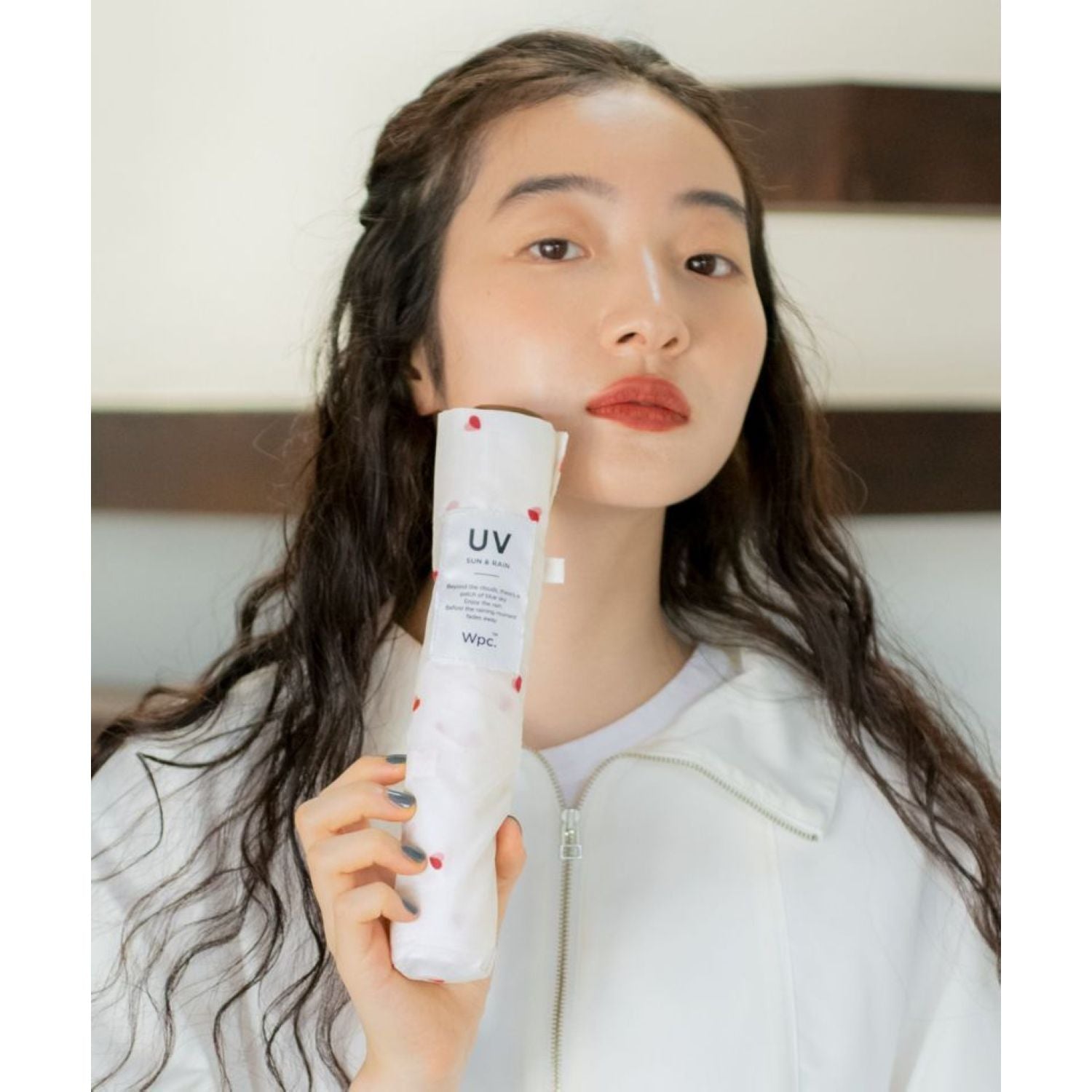 WPC Airlight UV Protection Umbrella 55cm - Bicolor Petit Heart (Off White)