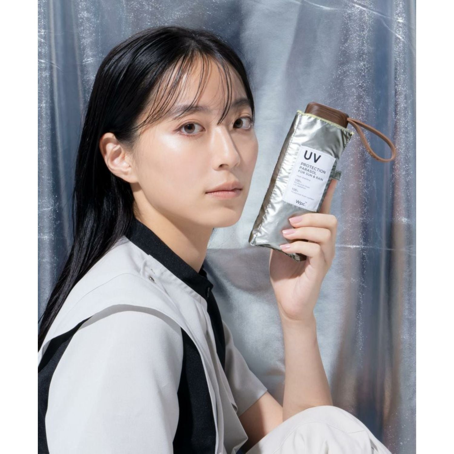 WPC Color Inside UV Protection UPF 50+ Umbrella 50cm (Silver)