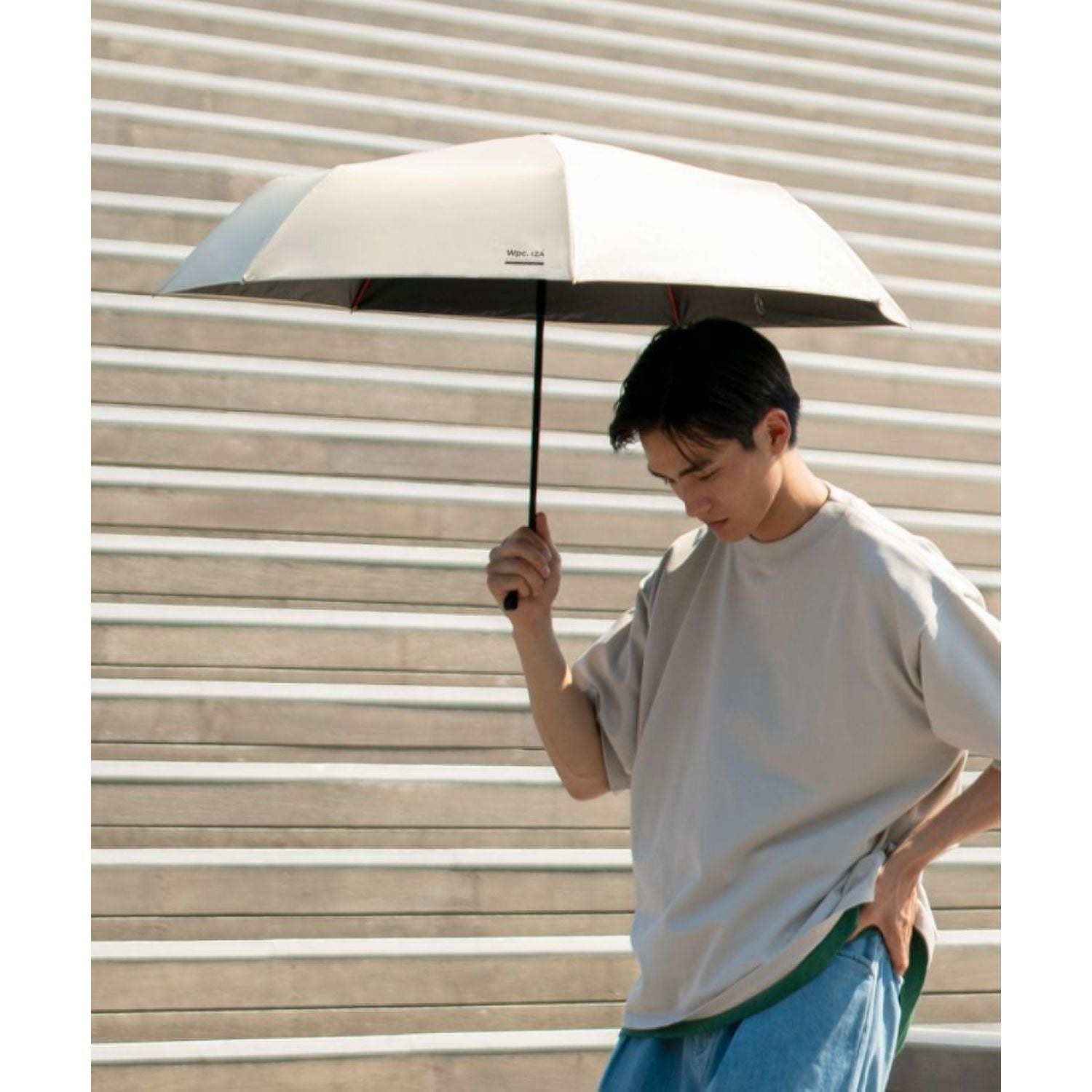 WPC IZA Wind Resistance UV Protection UPF 50+ Men's Umbrella 55cm (Off White)